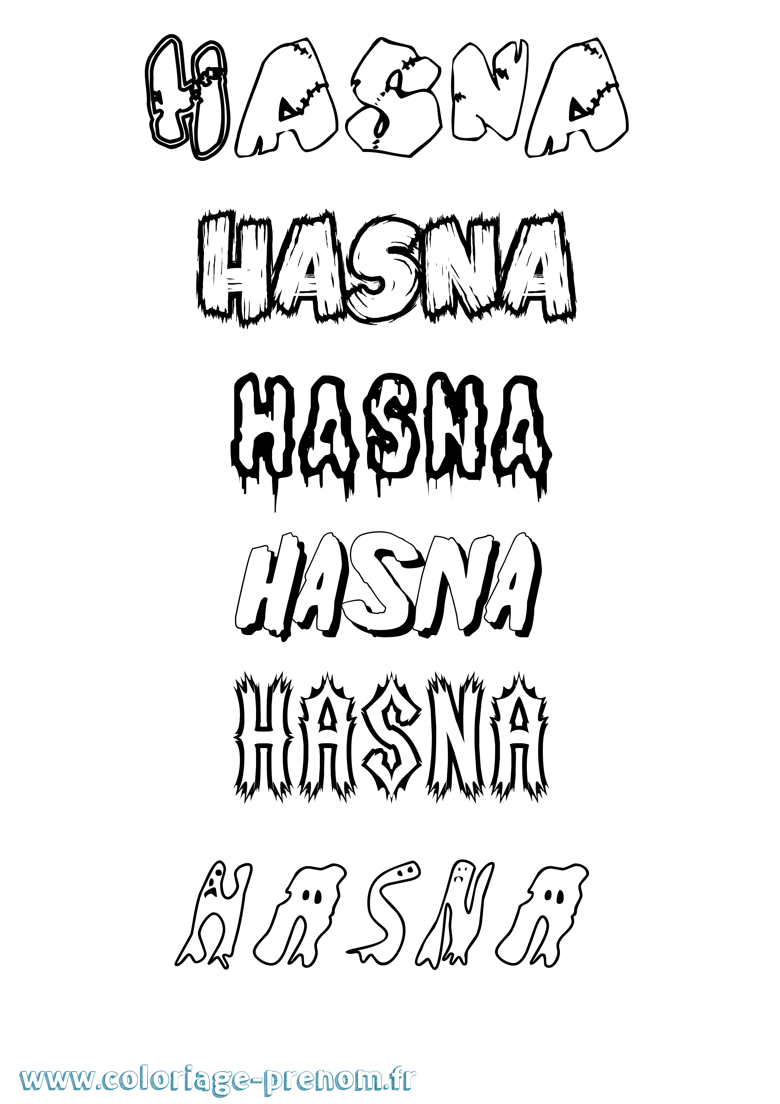 Coloriage prénom Hasna Frisson