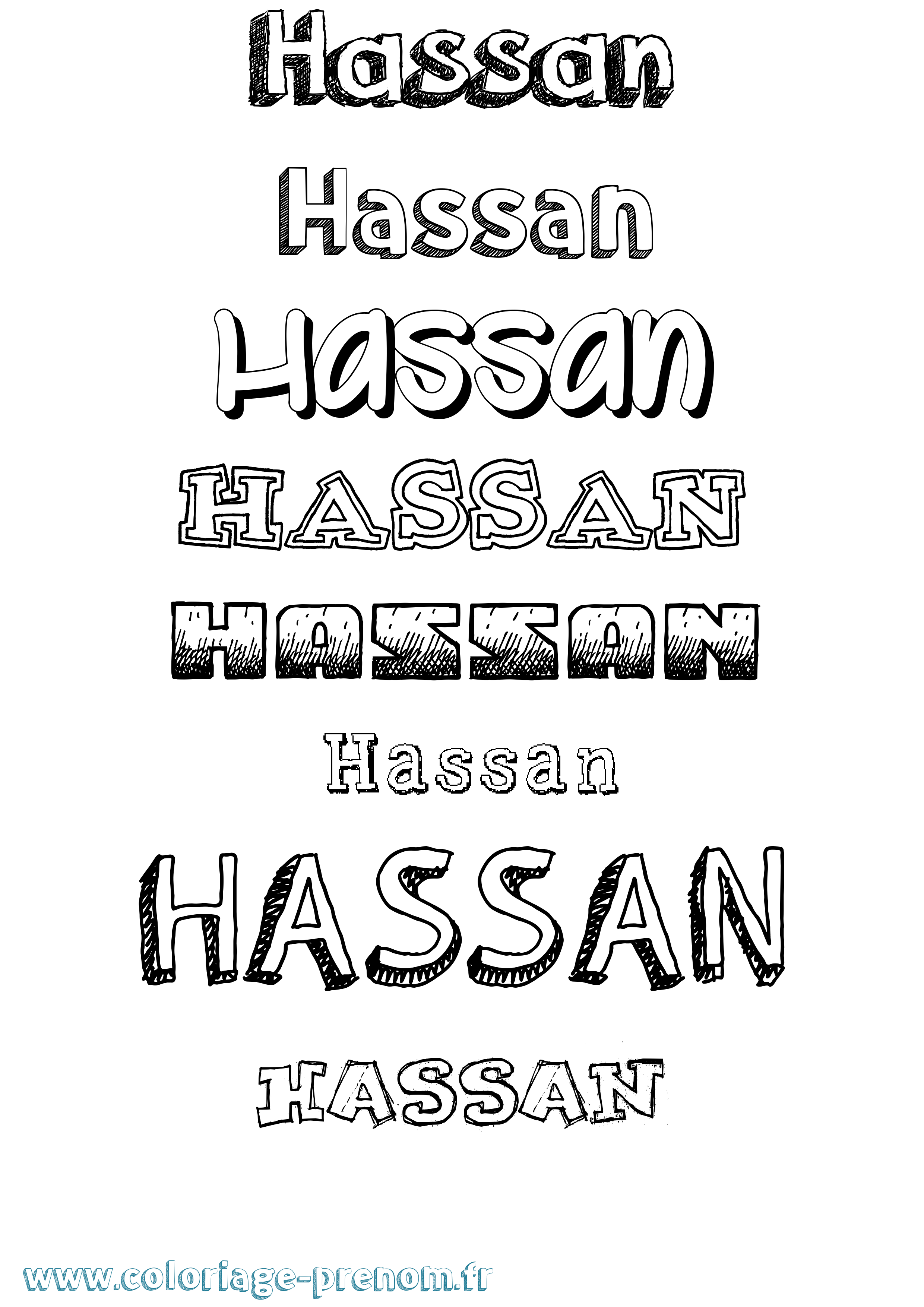 Coloriage prénom Hassan Dessiné