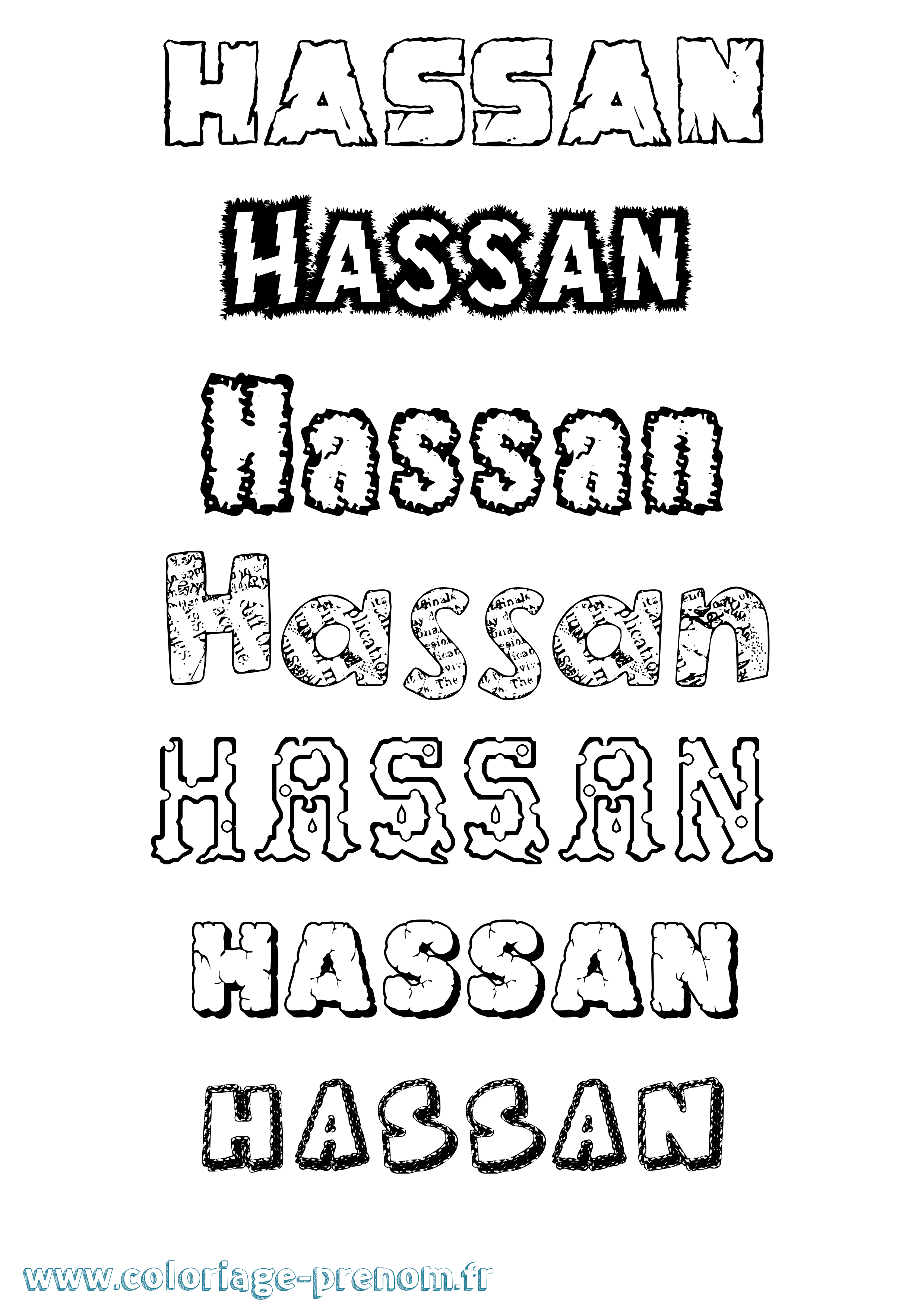 Coloriage prénom Hassan Destructuré