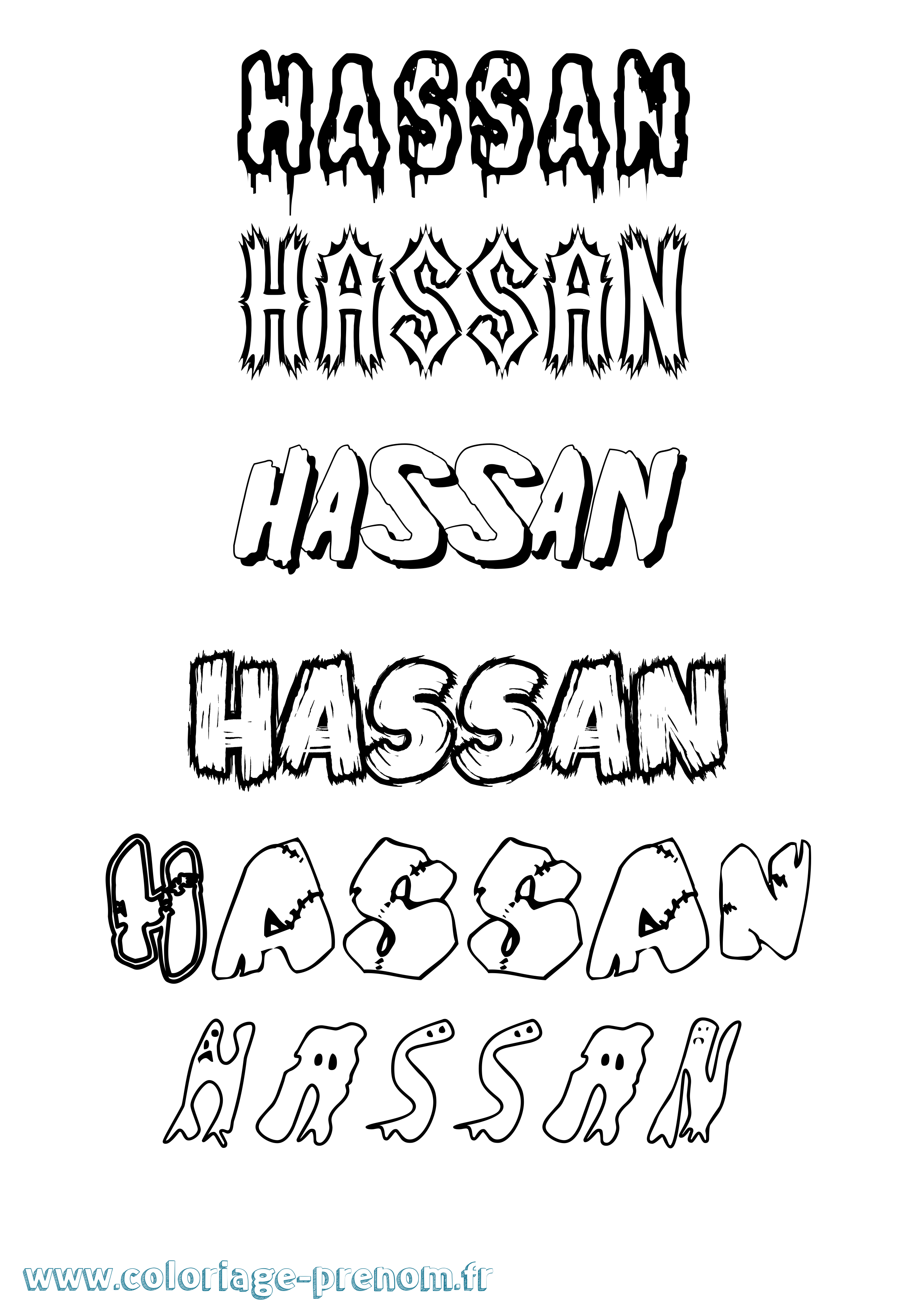 Coloriage prénom Hassan Frisson