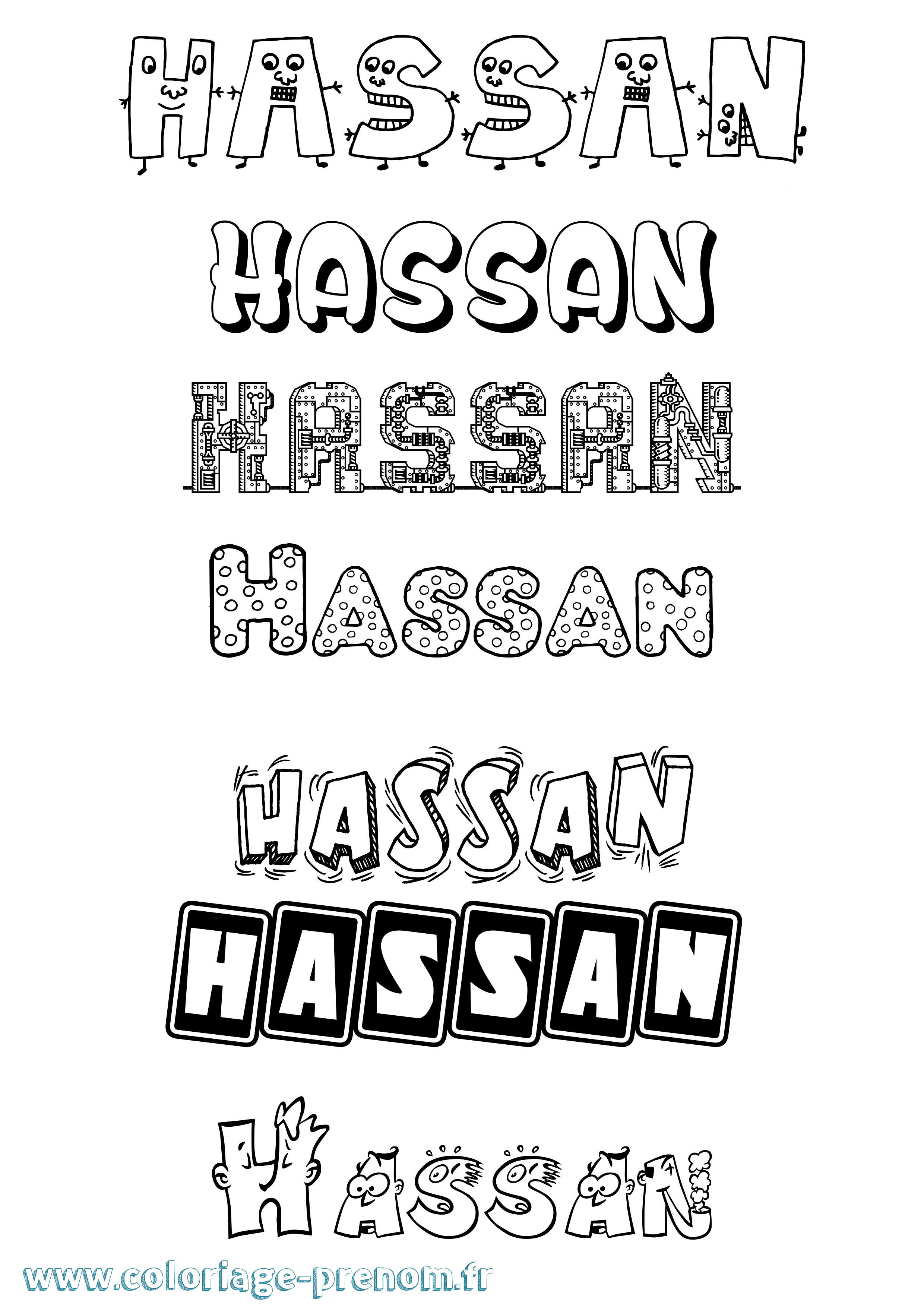 Coloriage prénom Hassan Fun