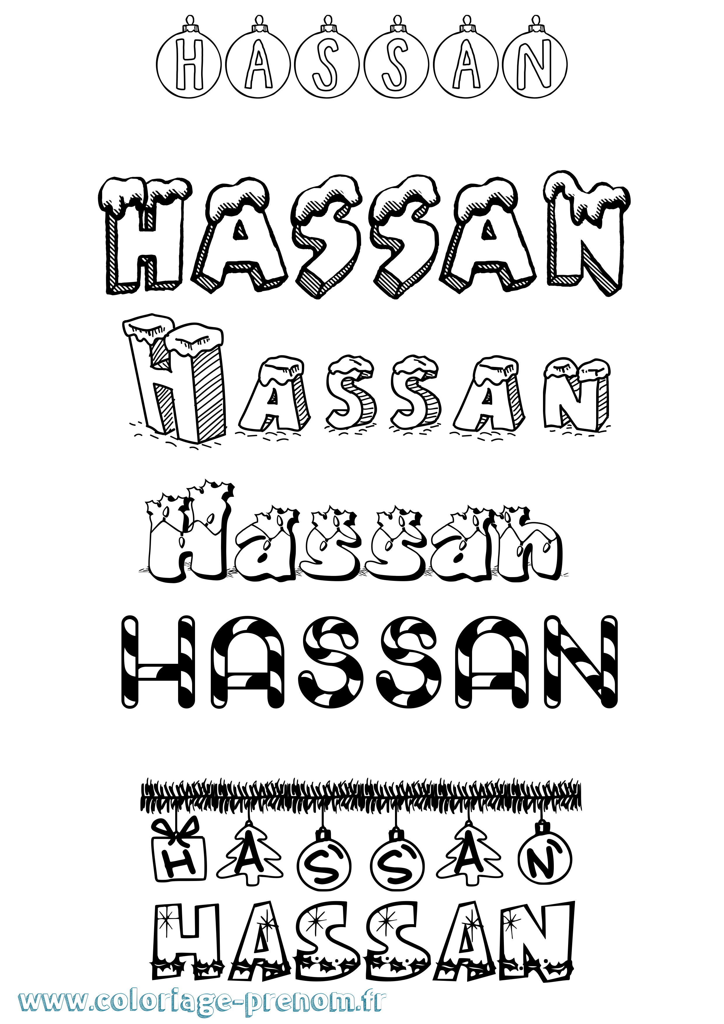 Coloriage prénom Hassan Noël