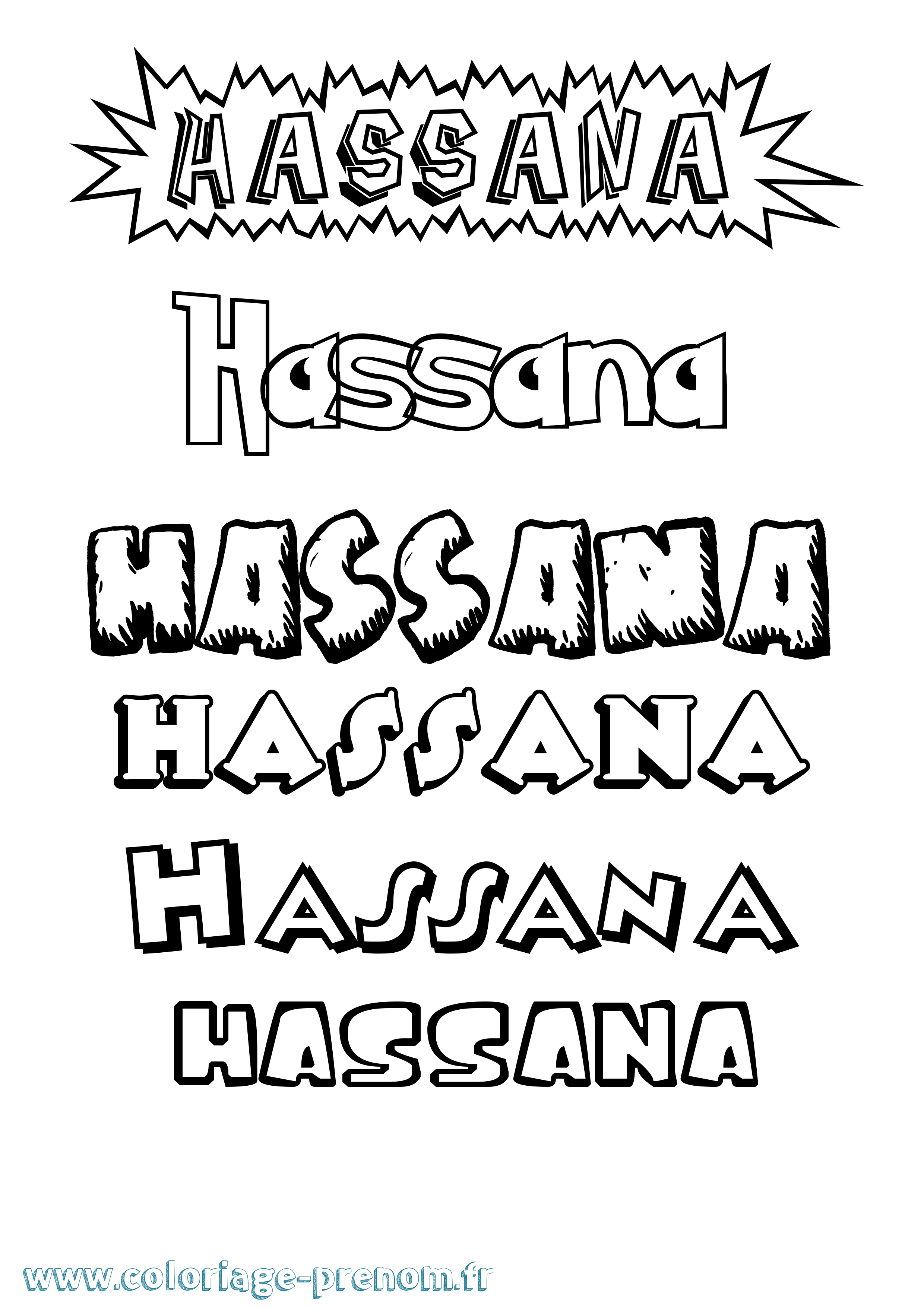 Coloriage prénom Hassana Dessin Animé