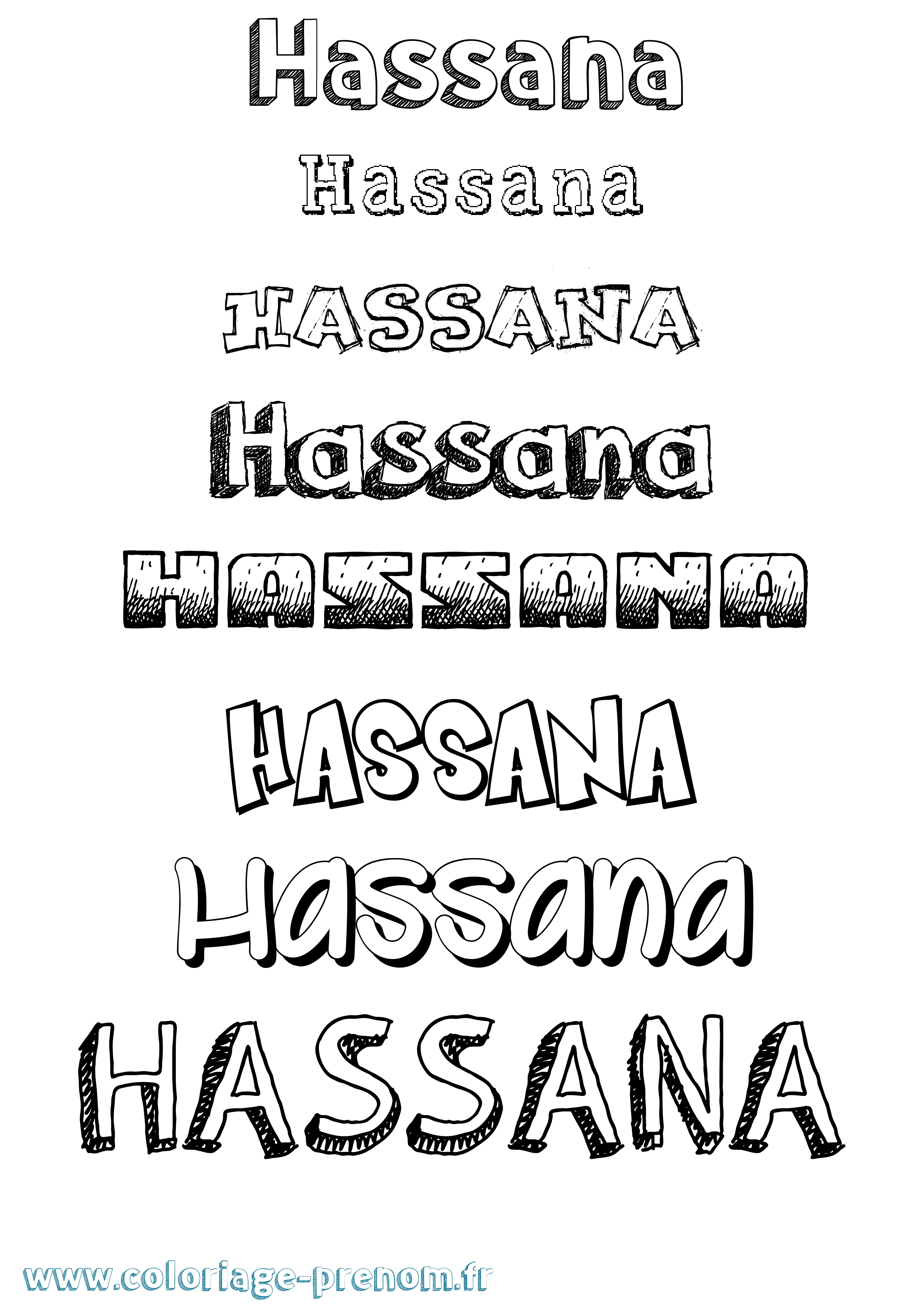 Coloriage prénom Hassana Dessiné