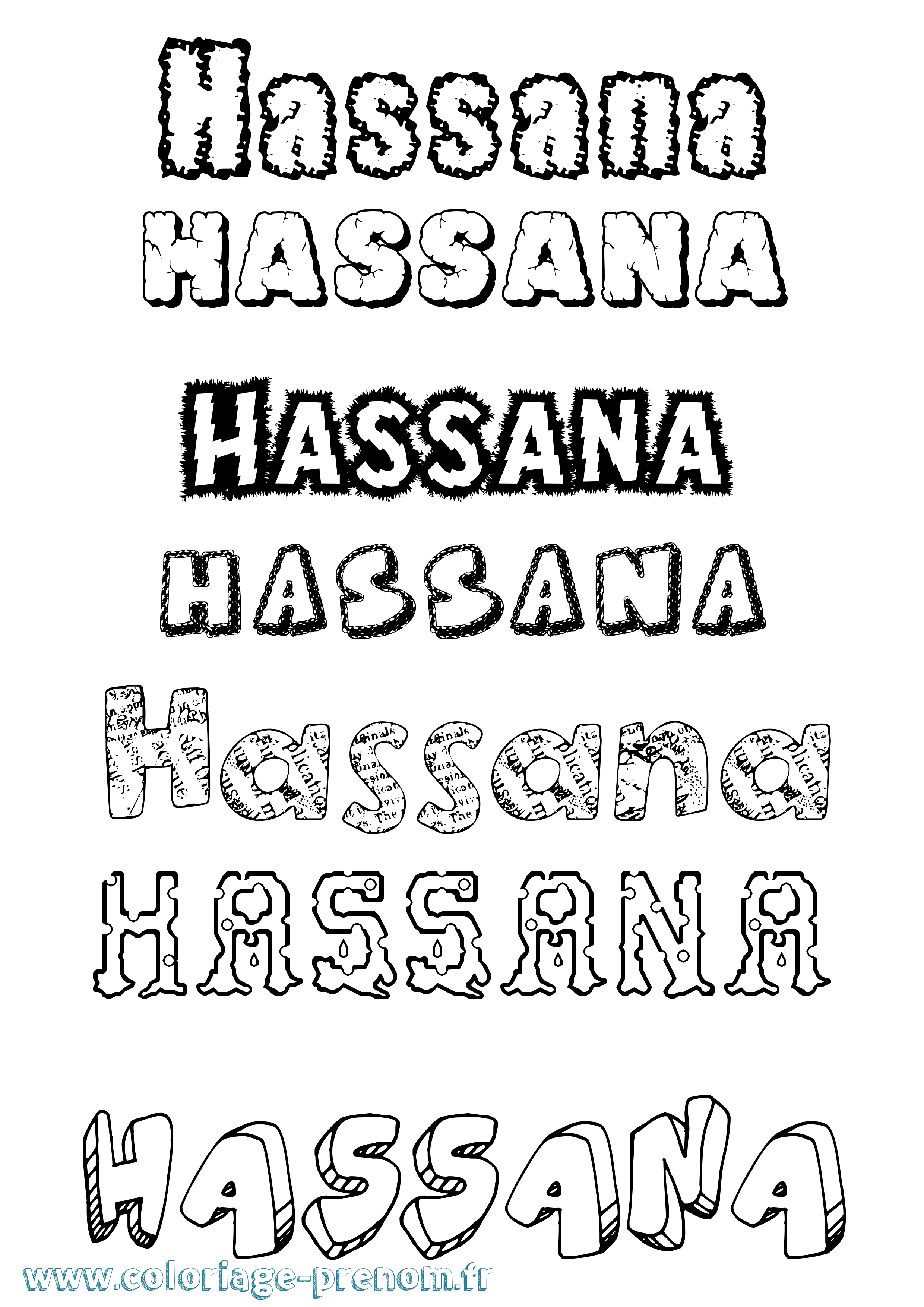 Coloriage prénom Hassana Destructuré