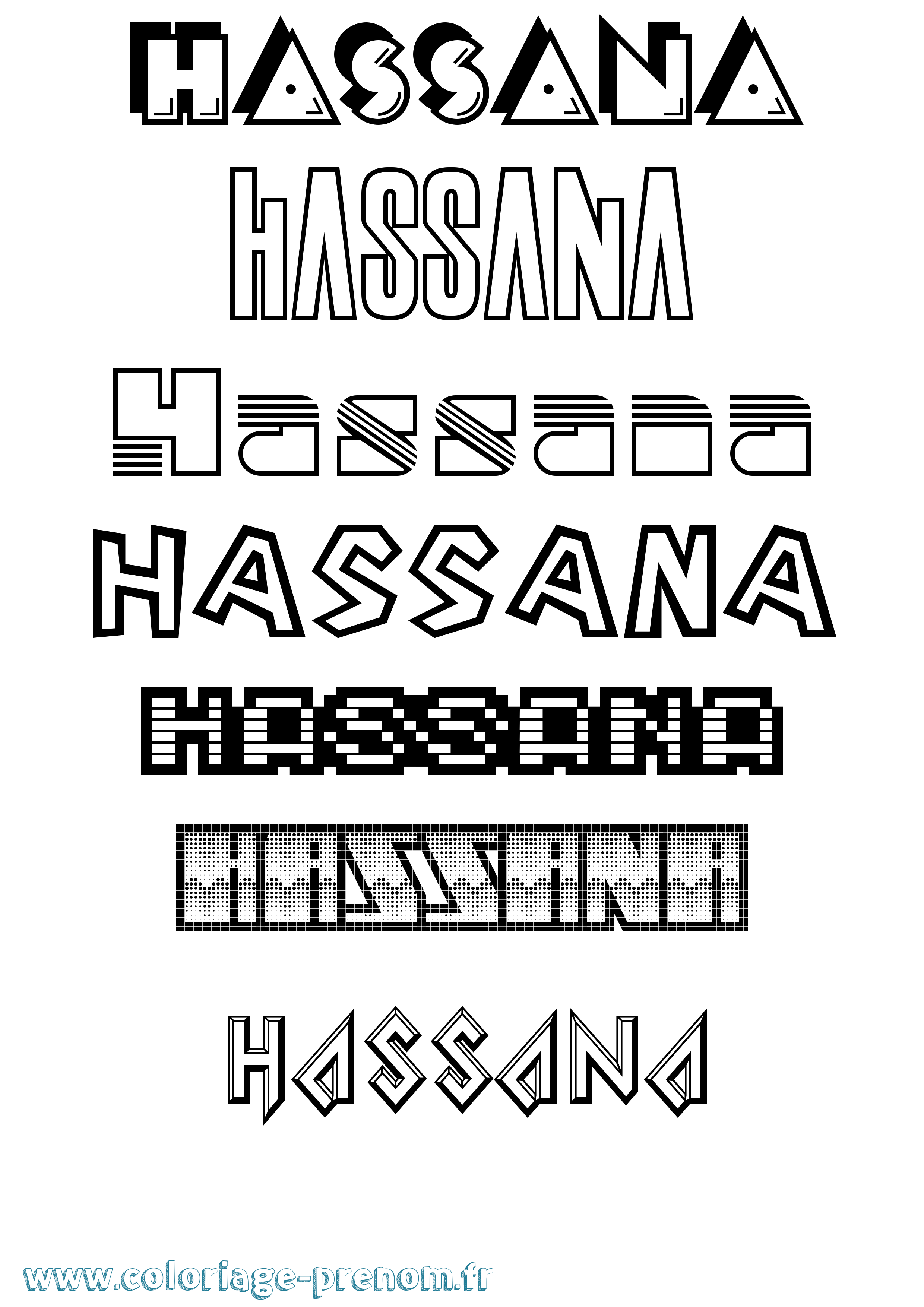Coloriage prénom Hassana Jeux Vidéos
