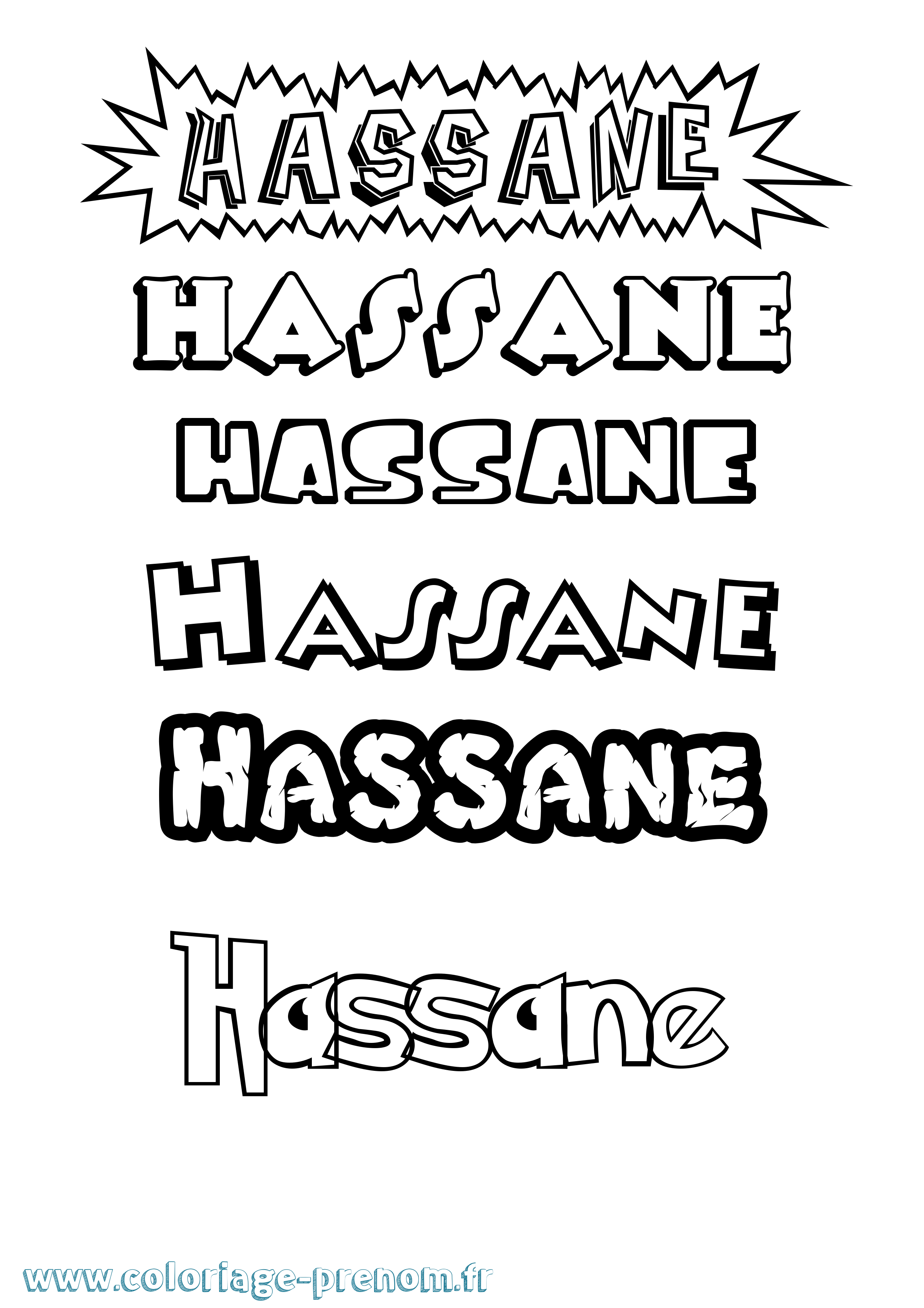 Coloriage prénom Hassane Dessin Animé