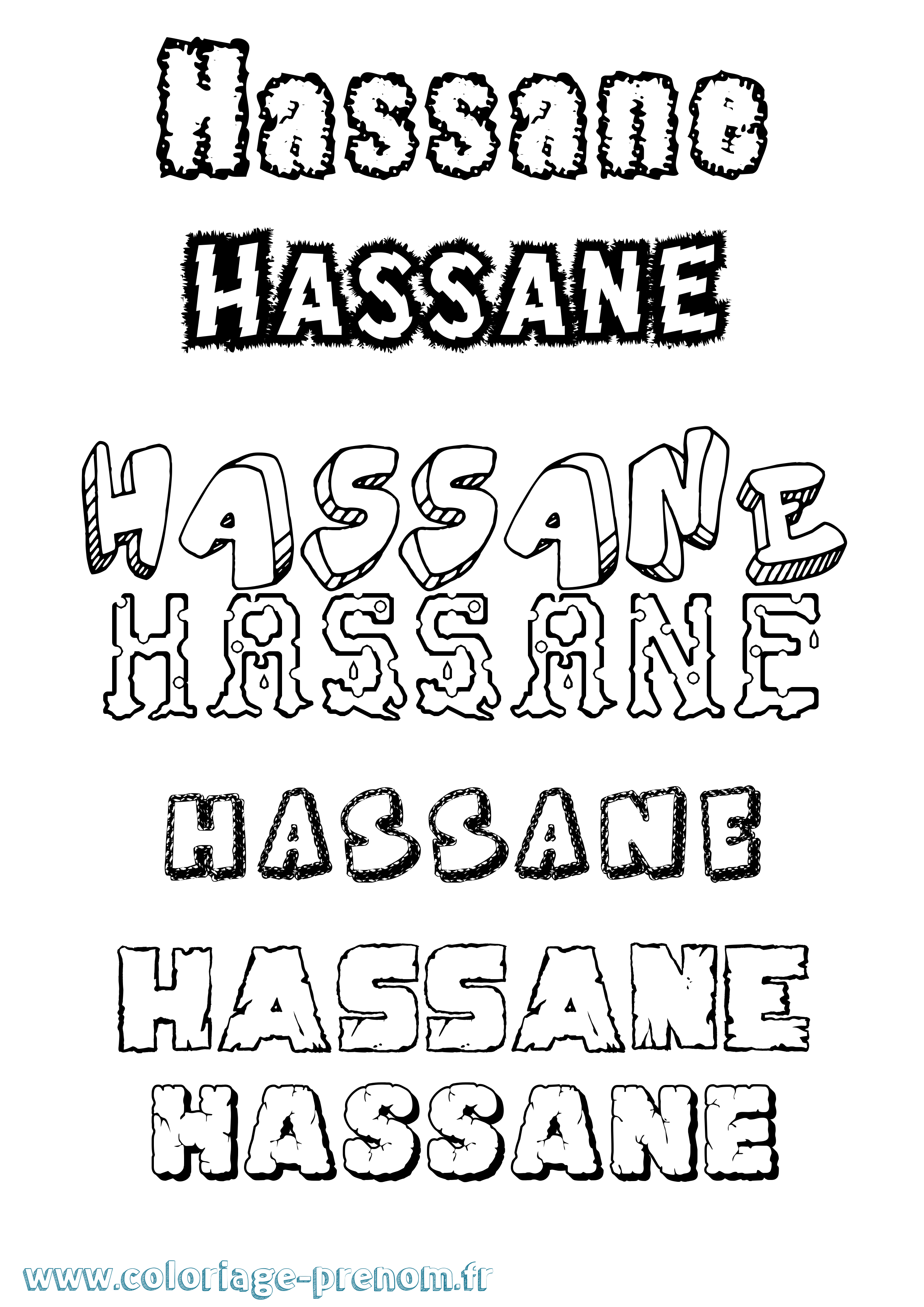 Coloriage prénom Hassane Destructuré