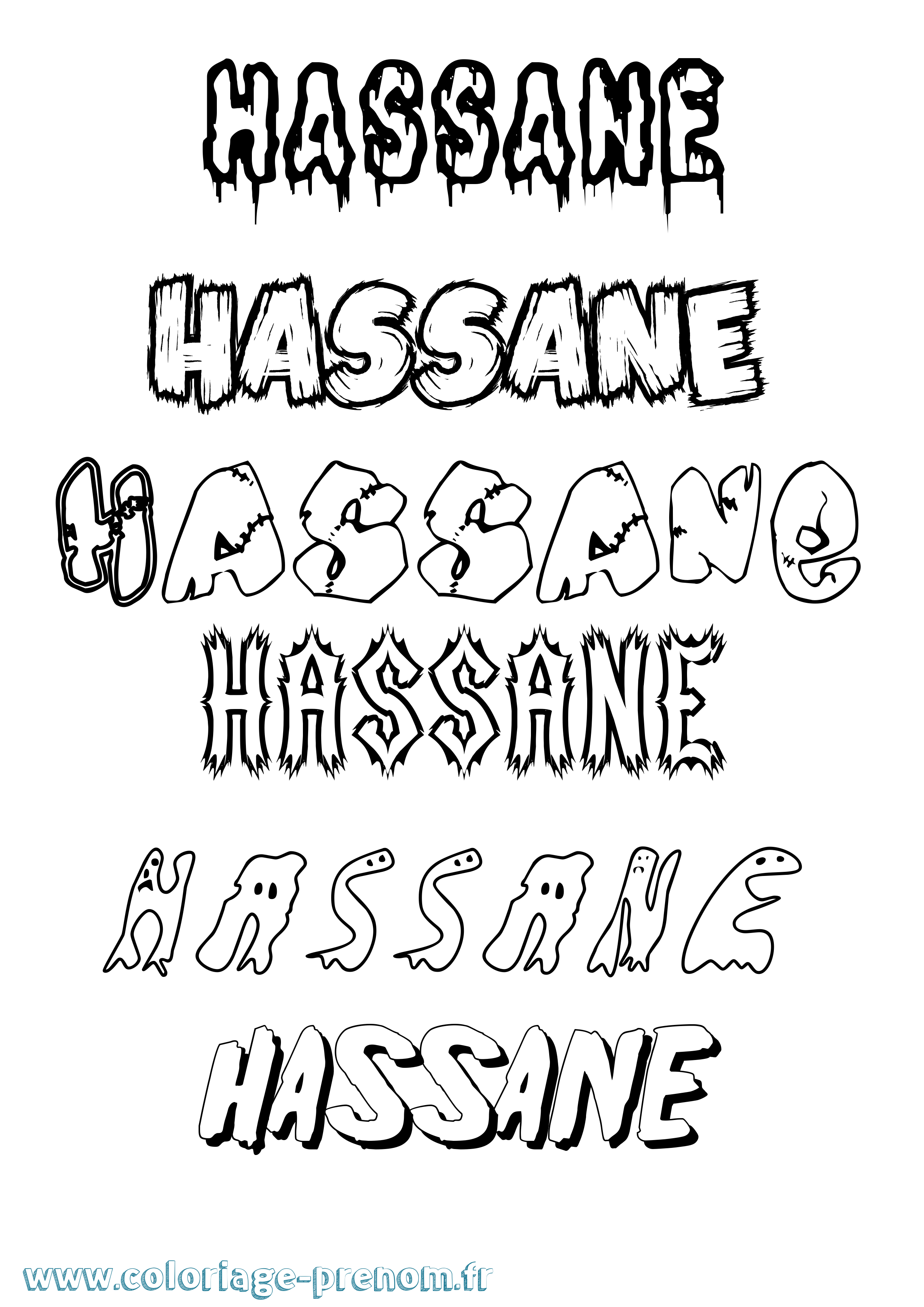 Coloriage prénom Hassane Frisson
