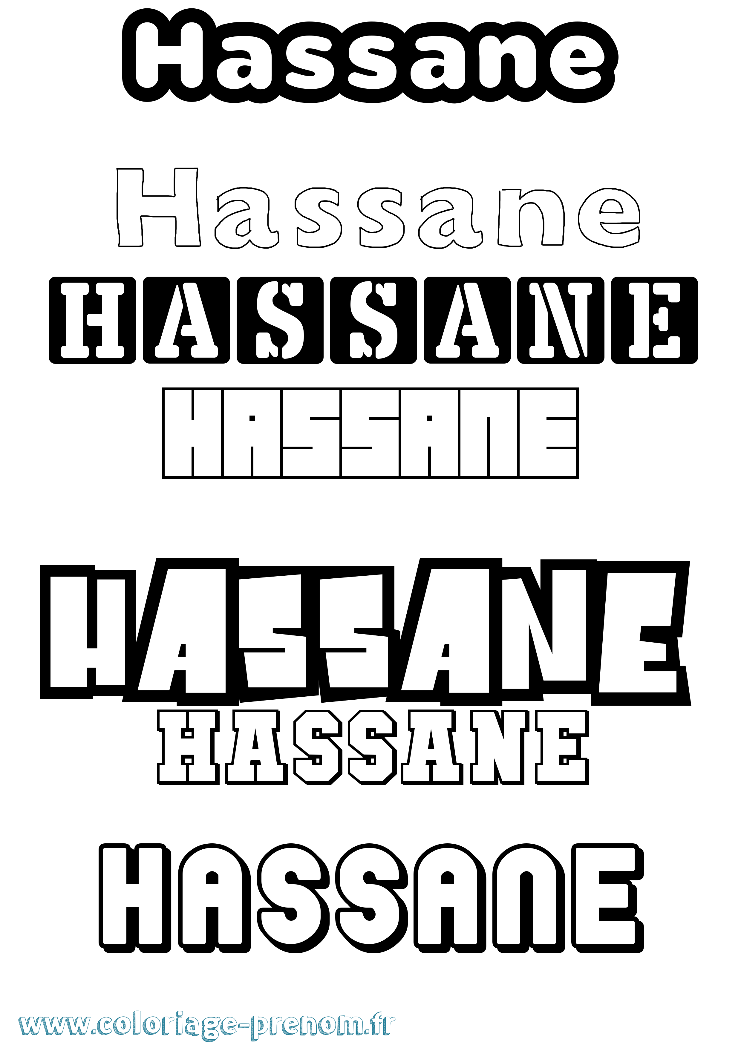 Coloriage prénom Hassane Simple