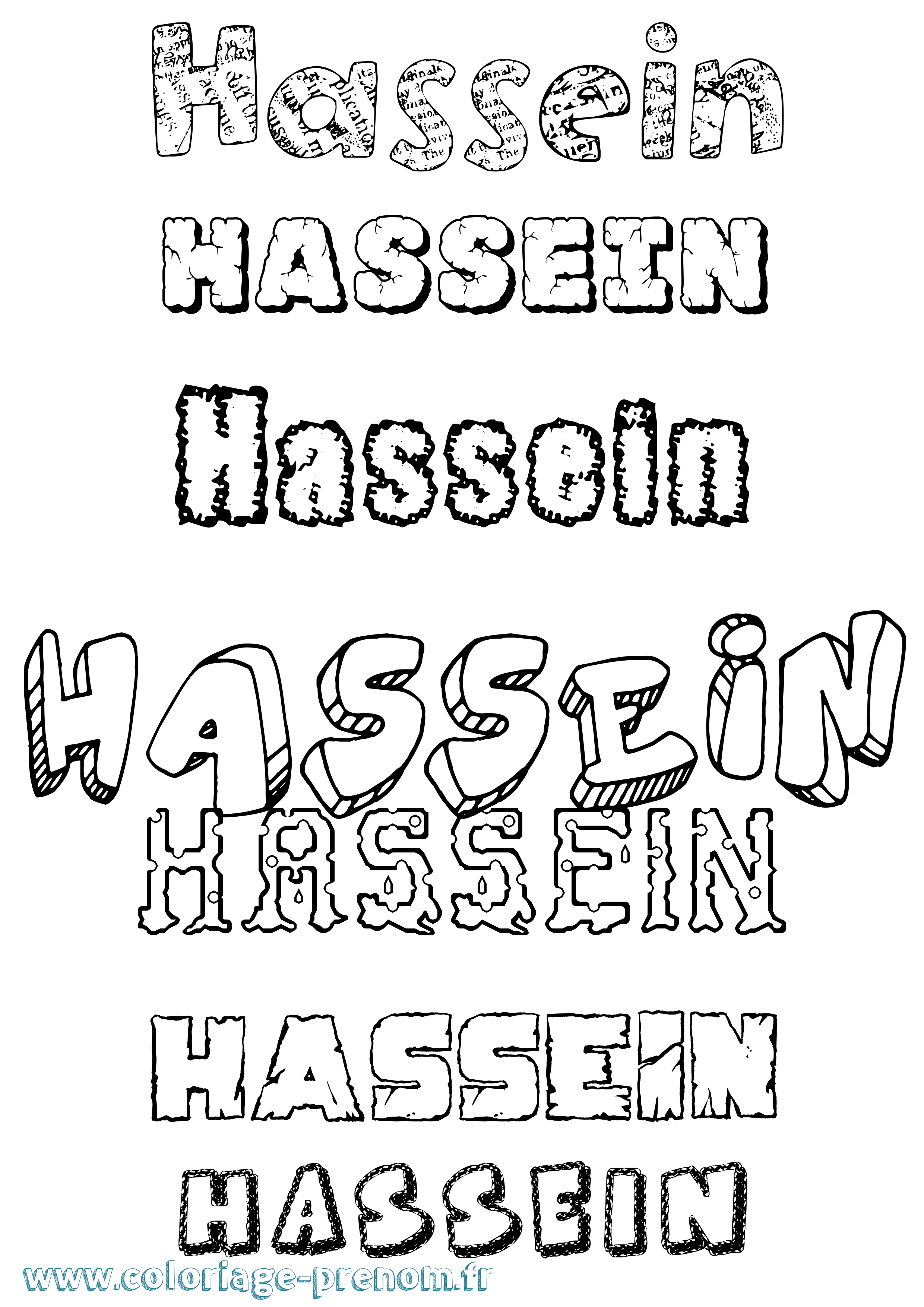 Coloriage Hassein Destructuré Coloriage prénom Hassein Destructuré