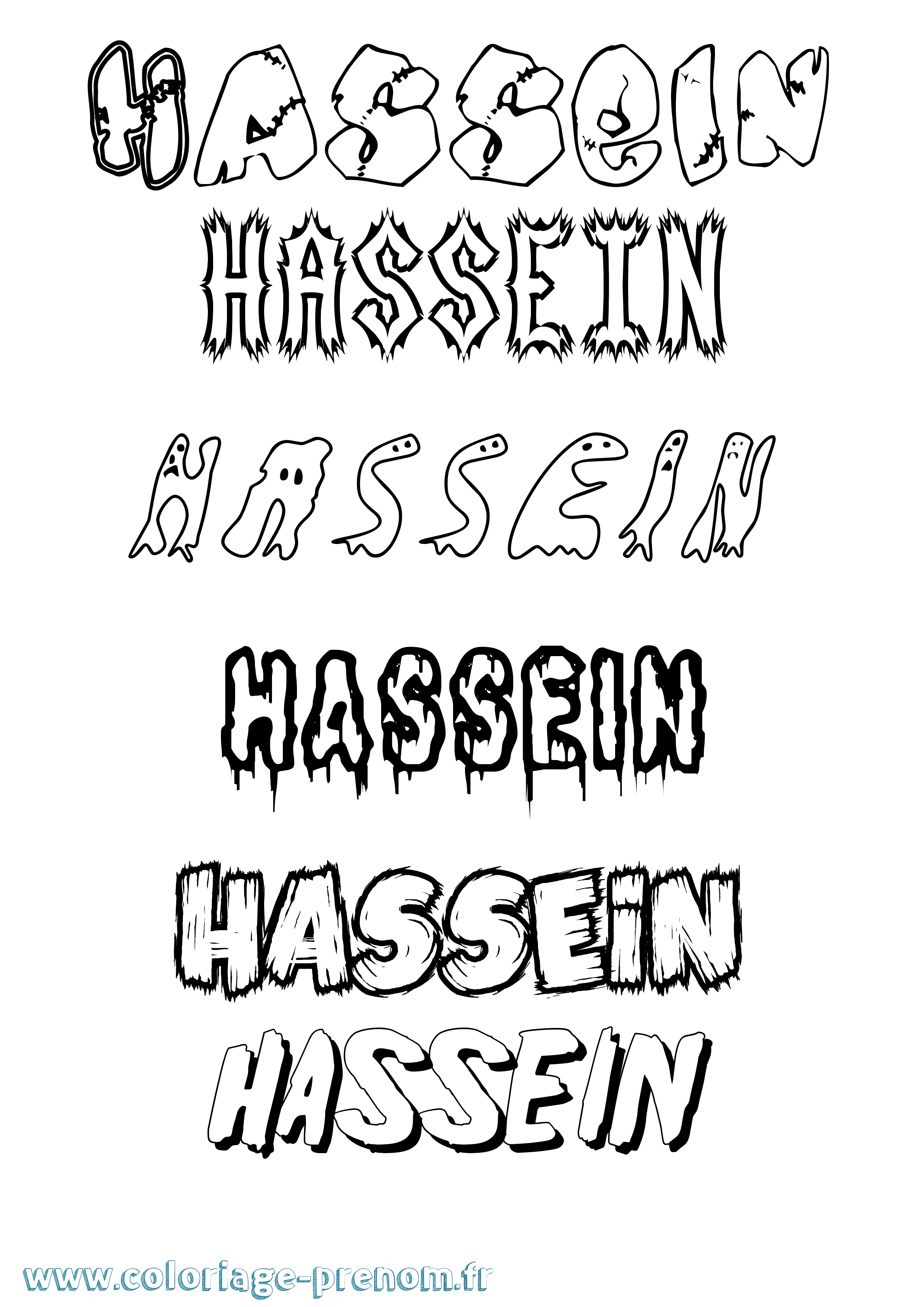 Coloriage Hassein Frisson Coloriage prénom Hassein Frisson