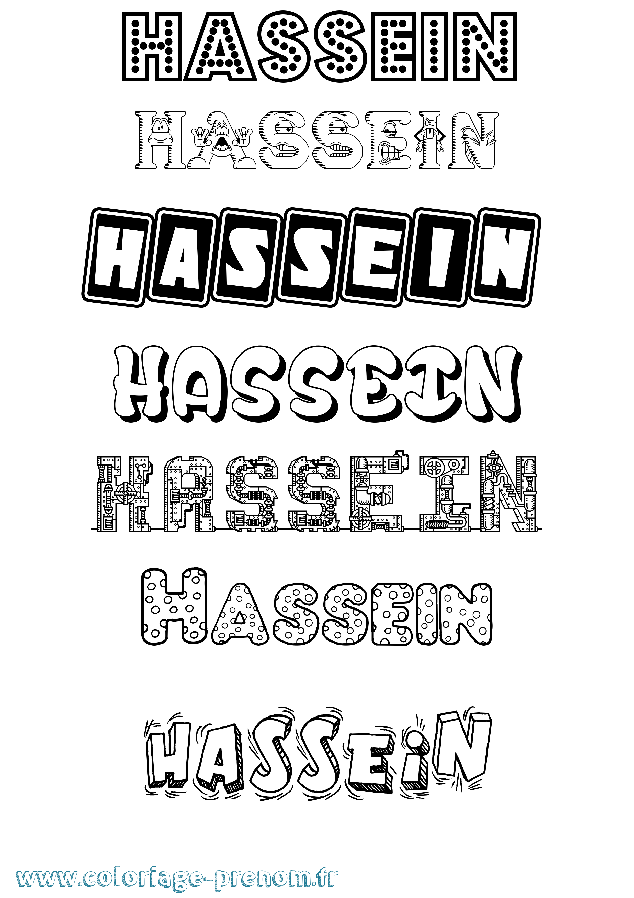 Coloriage Hassein Fun Coloriage prénom Hassein Fun