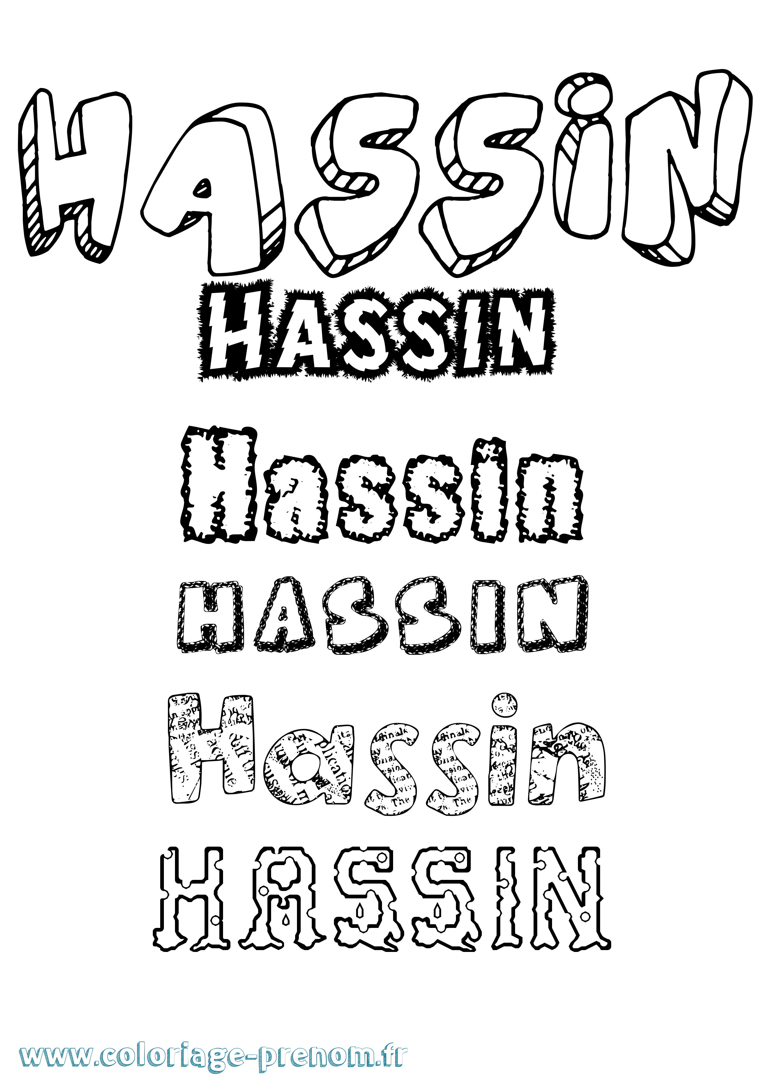 Coloriage Hassin Destructuré Coloriage prénom Hassin Destructuré
