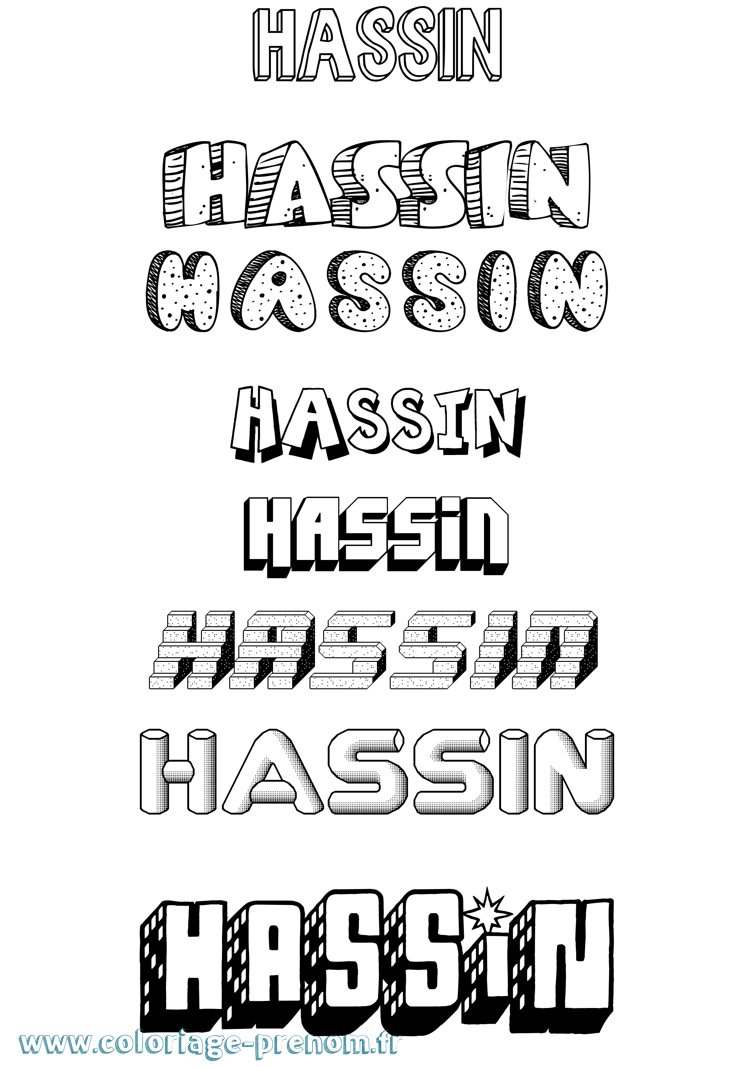 Coloriage Hassin Effet 3D Coloriage prénom Hassin Effet 3D