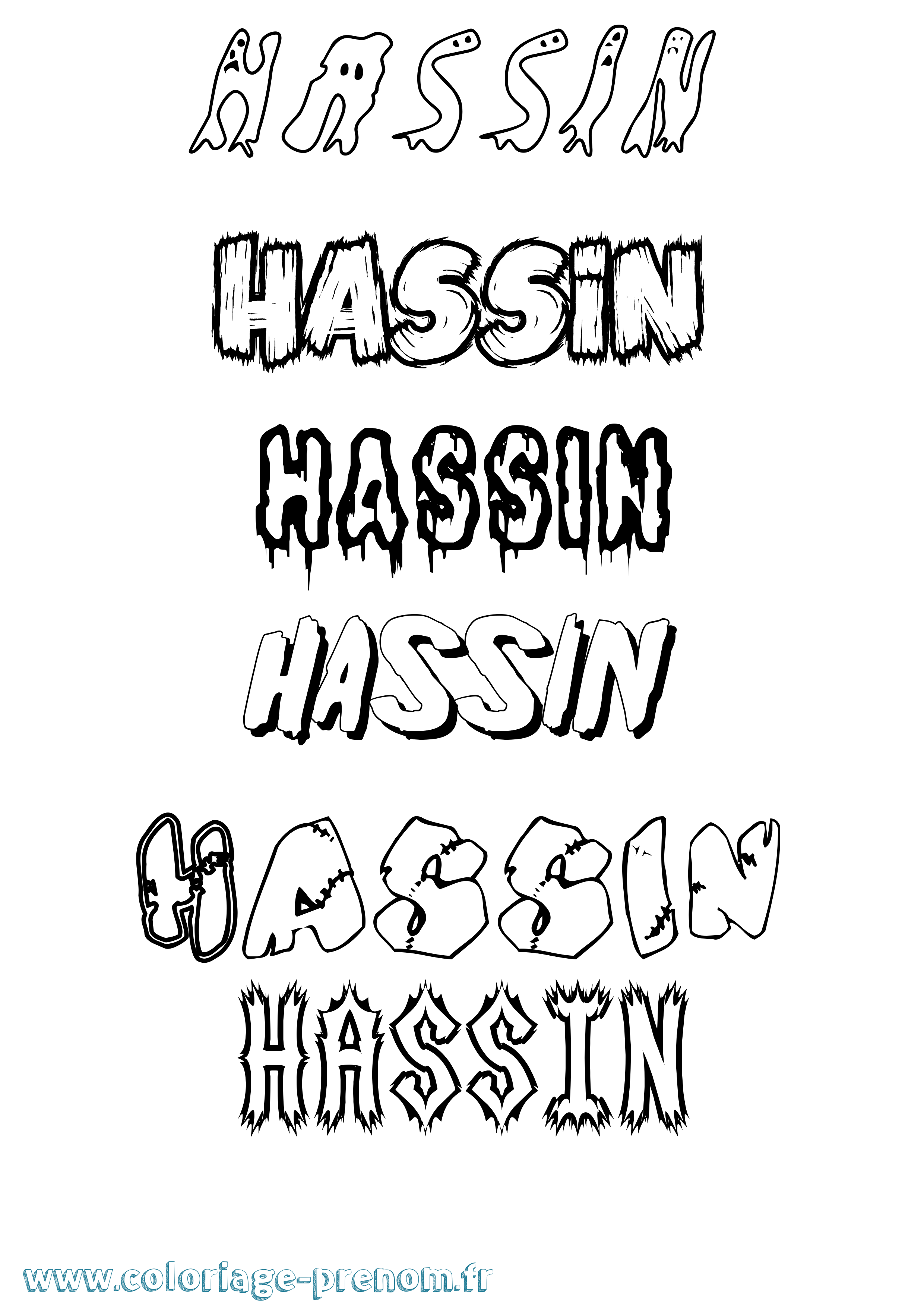Coloriage Hassin Frisson Coloriage prénom Hassin Frisson