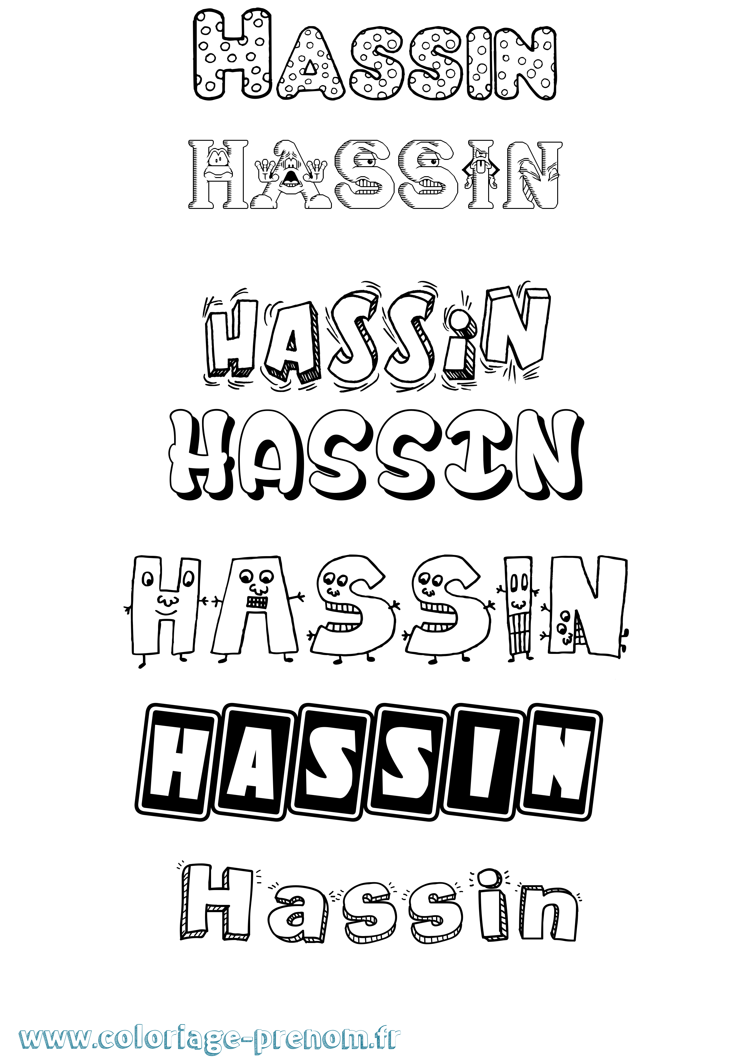 Coloriage Hassin Fun Coloriage prénom Hassin Fun