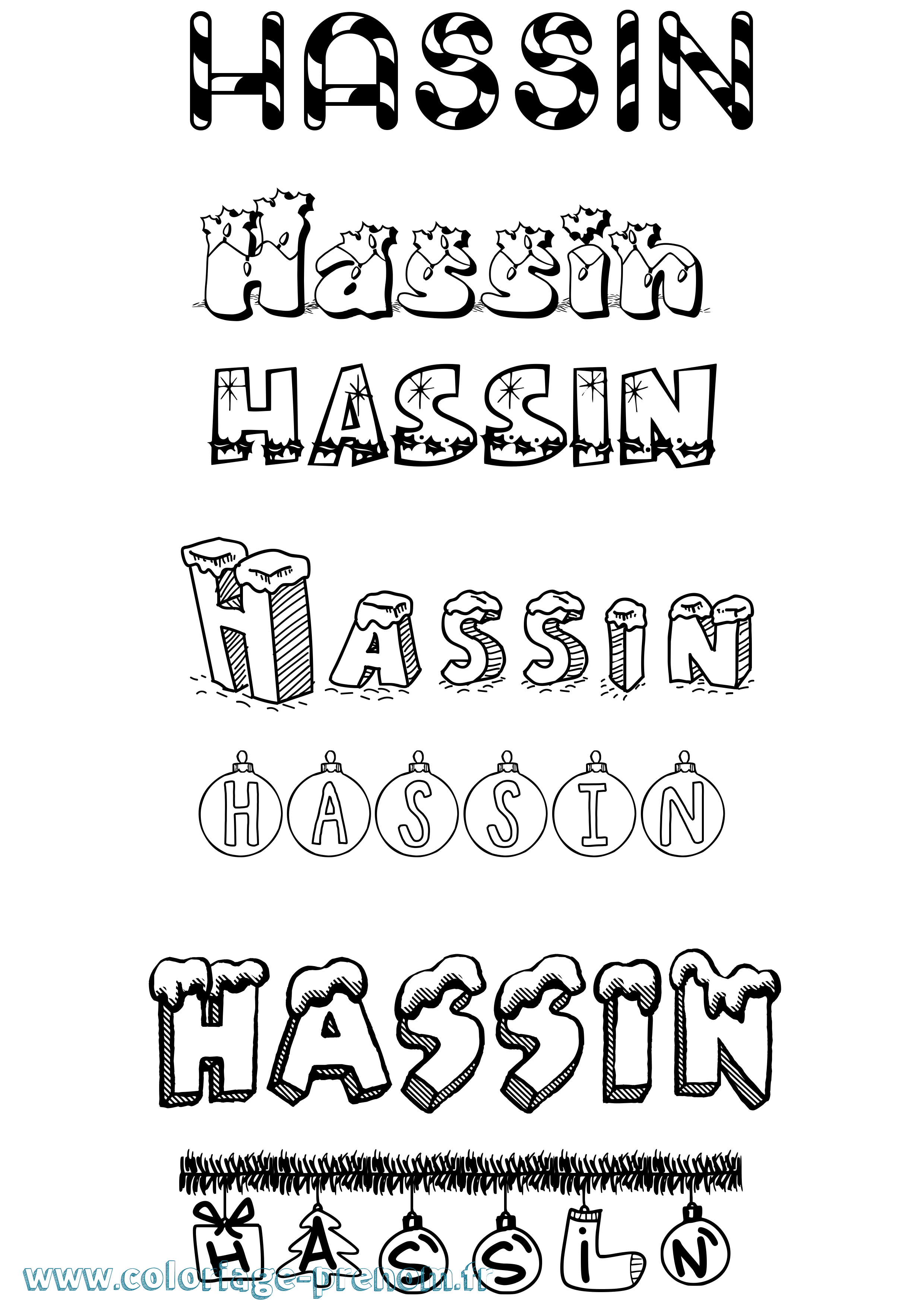 Coloriage Hassin Noël Coloriage prénom Hassin Noël