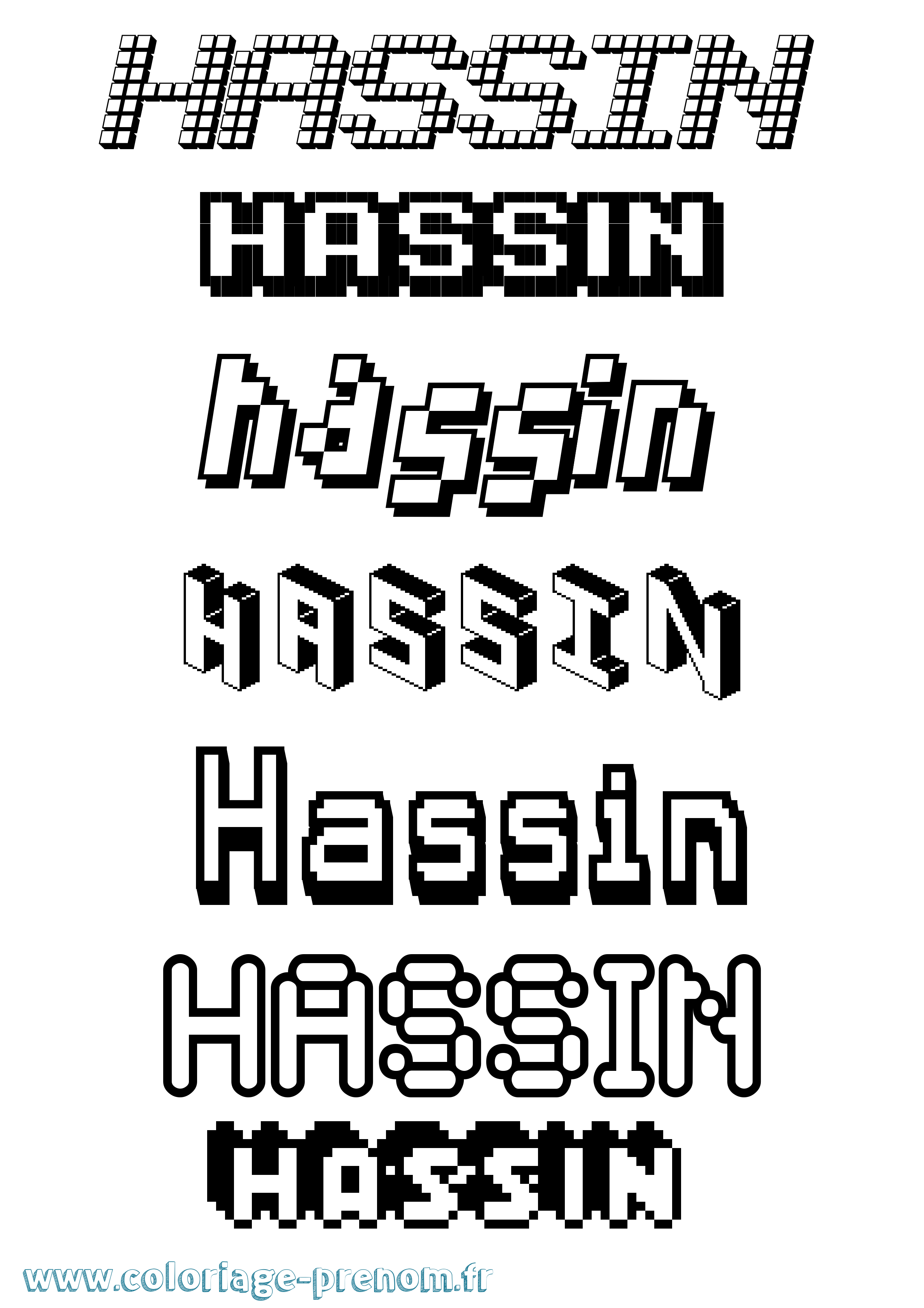 Coloriage Hassin Pixel Coloriage prénom Hassin Pixel