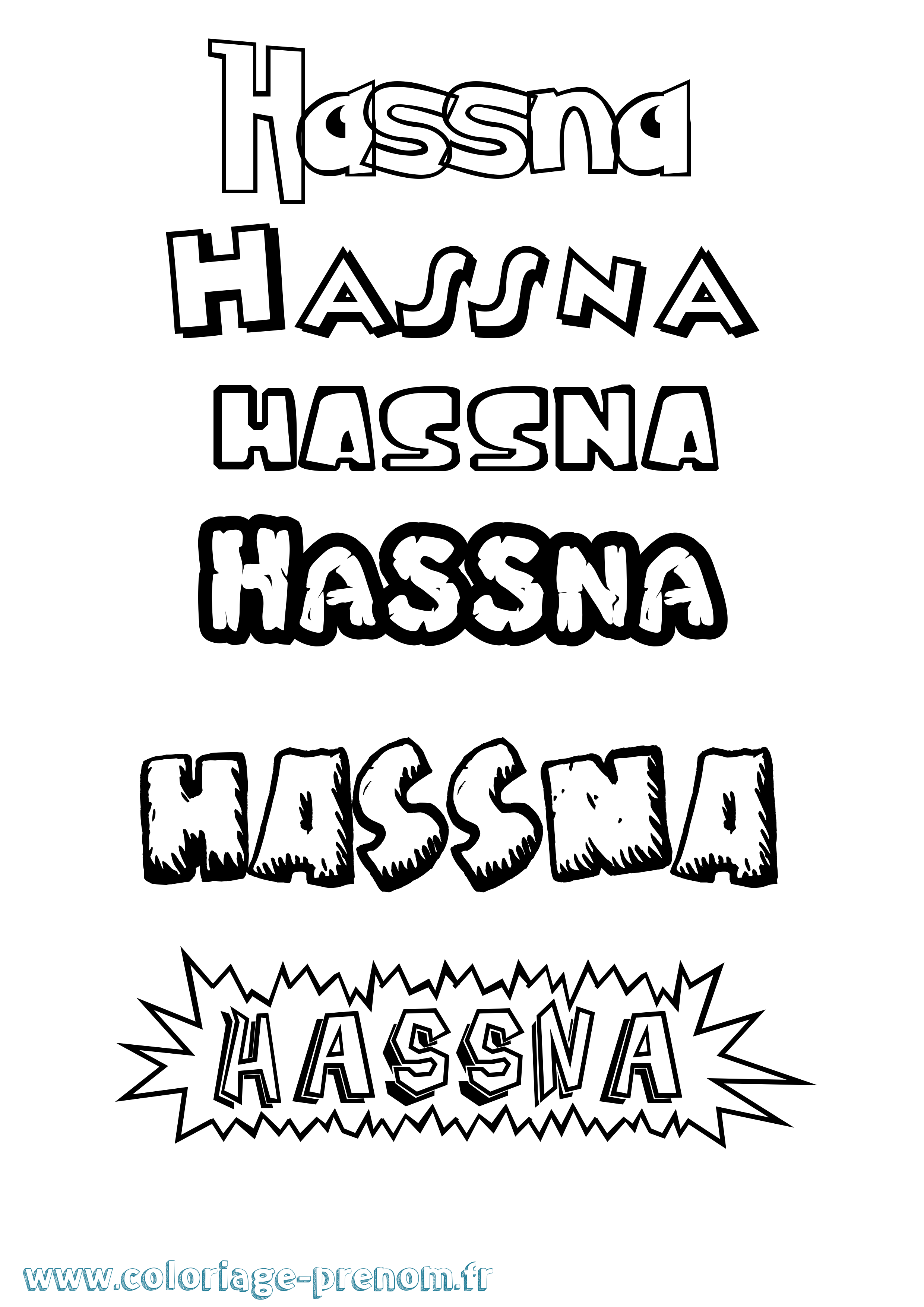 Coloriage prénom Hassna Dessin Animé