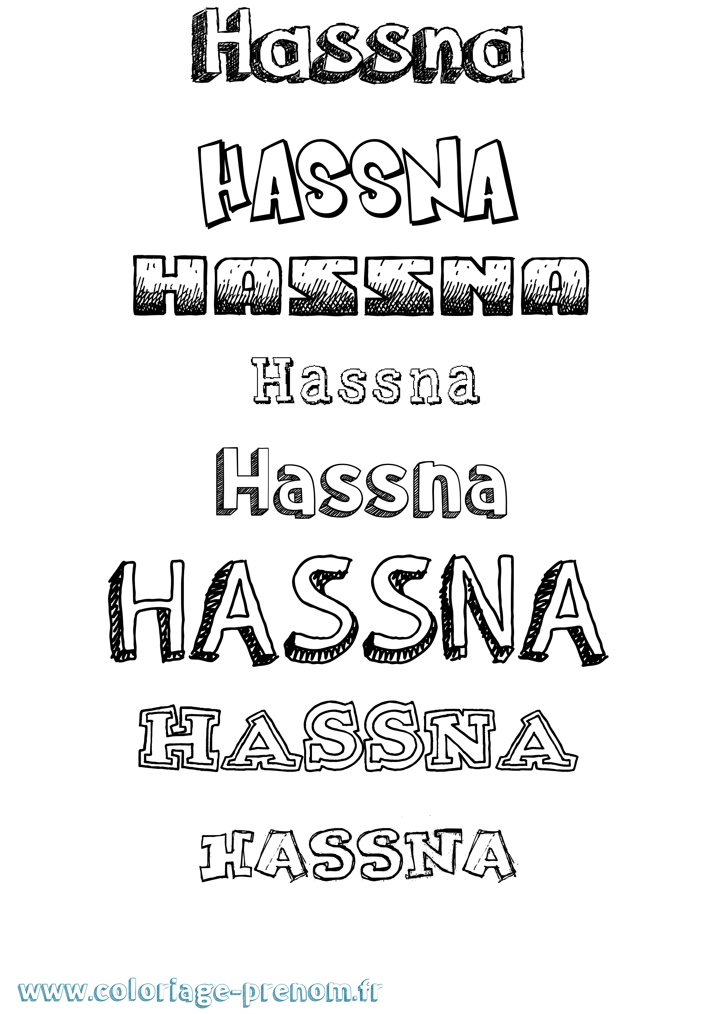 Coloriage prénom Hassna Dessiné