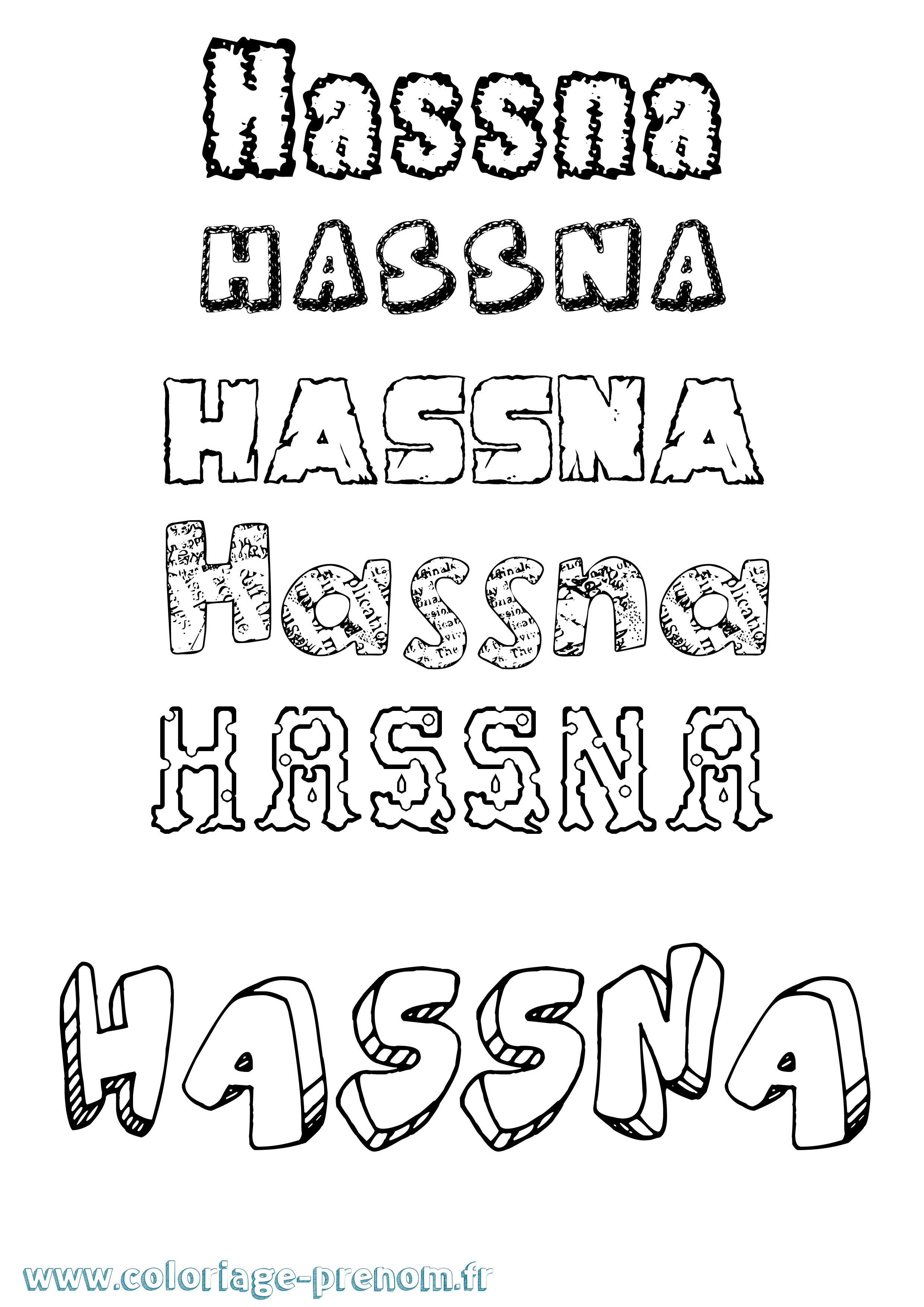 Coloriage prénom Hassna Destructuré
