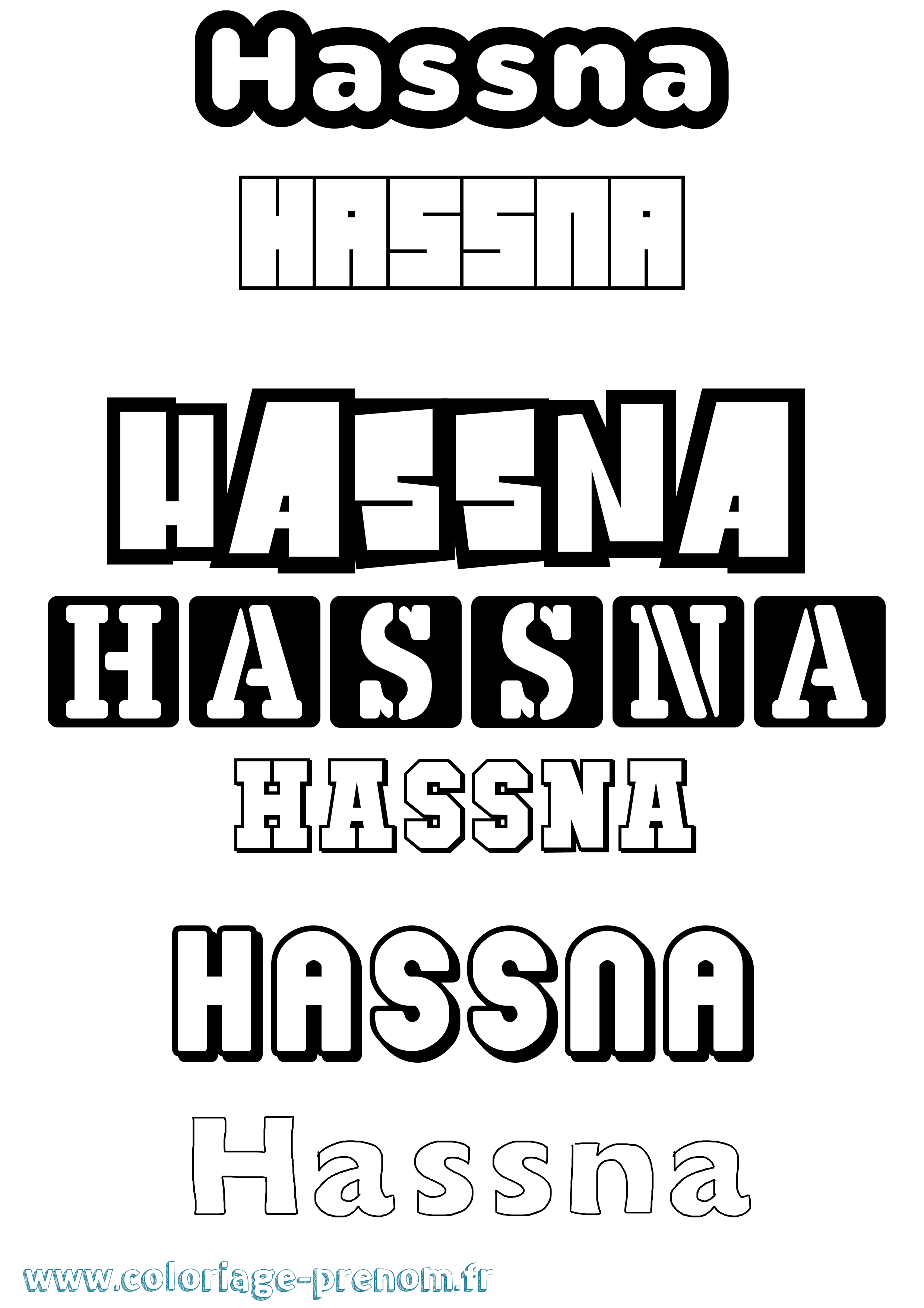 Coloriage prénom Hassna Simple