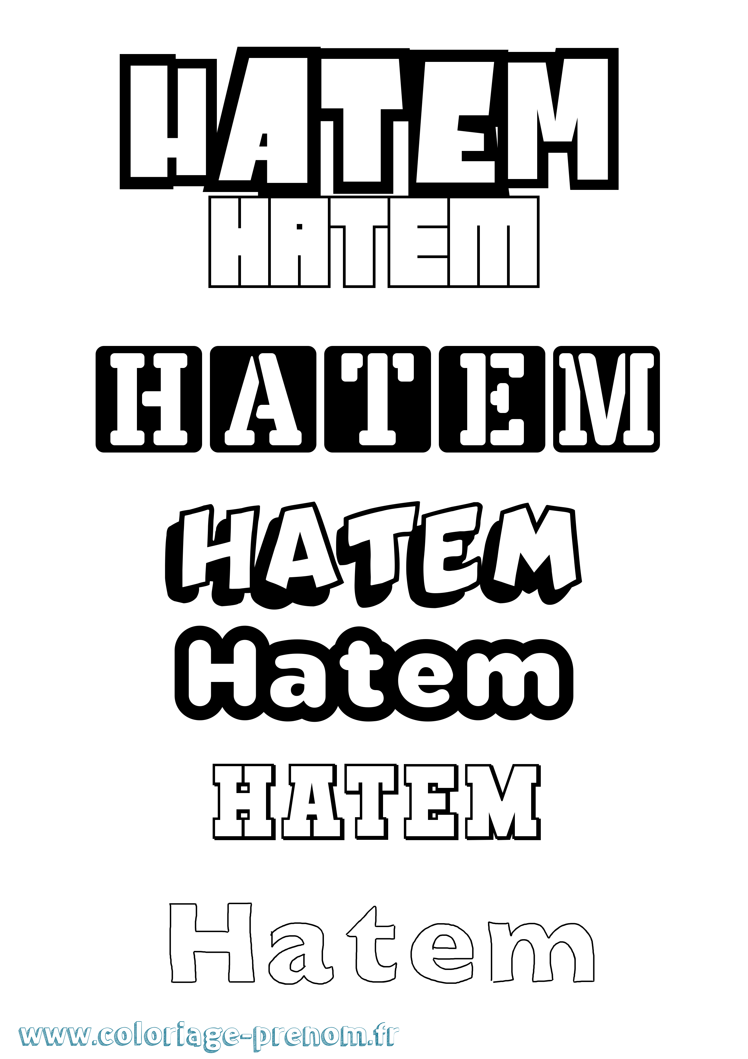 Coloriage prénom Hatem
