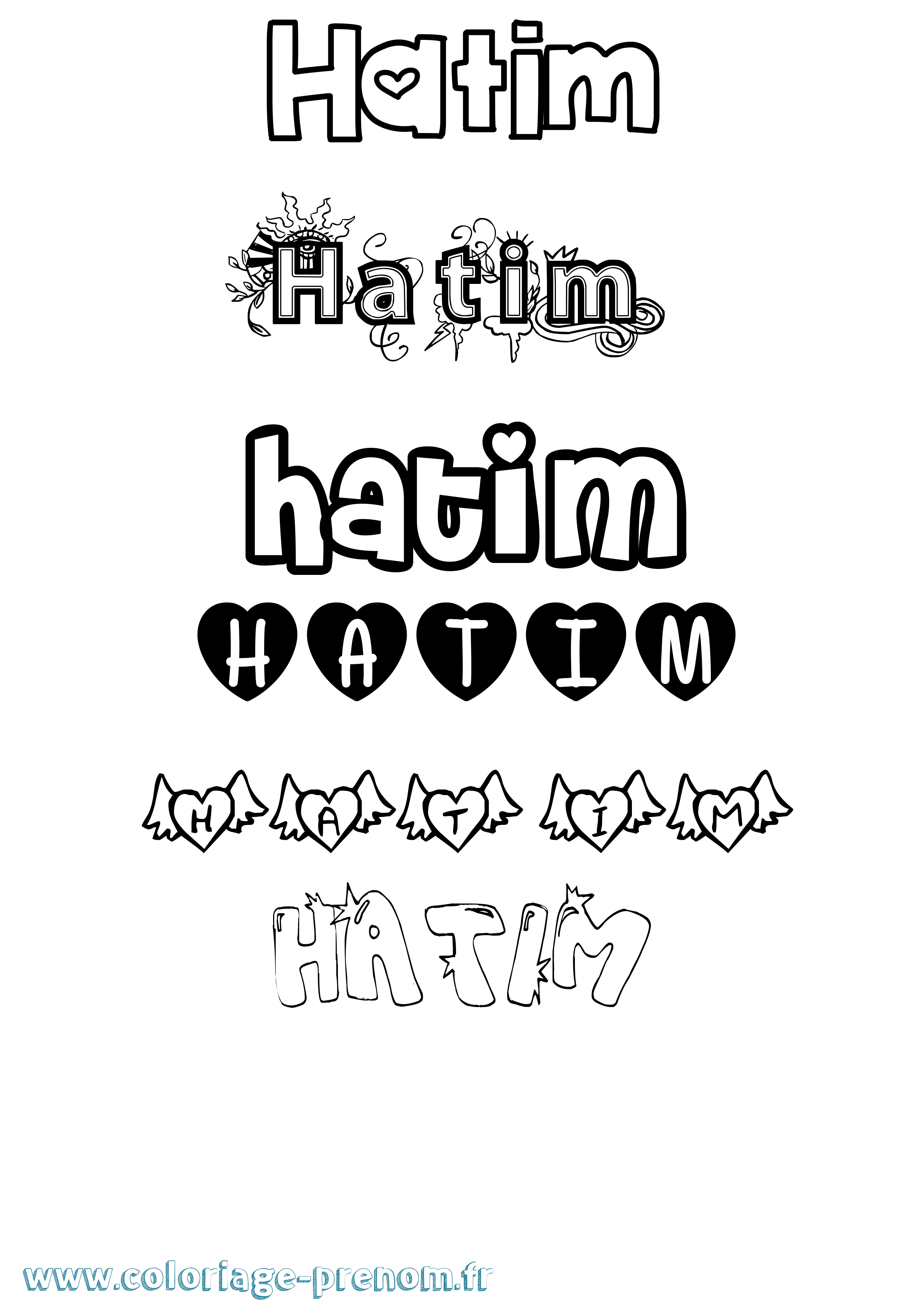 Coloriage prénom Hatim Girly