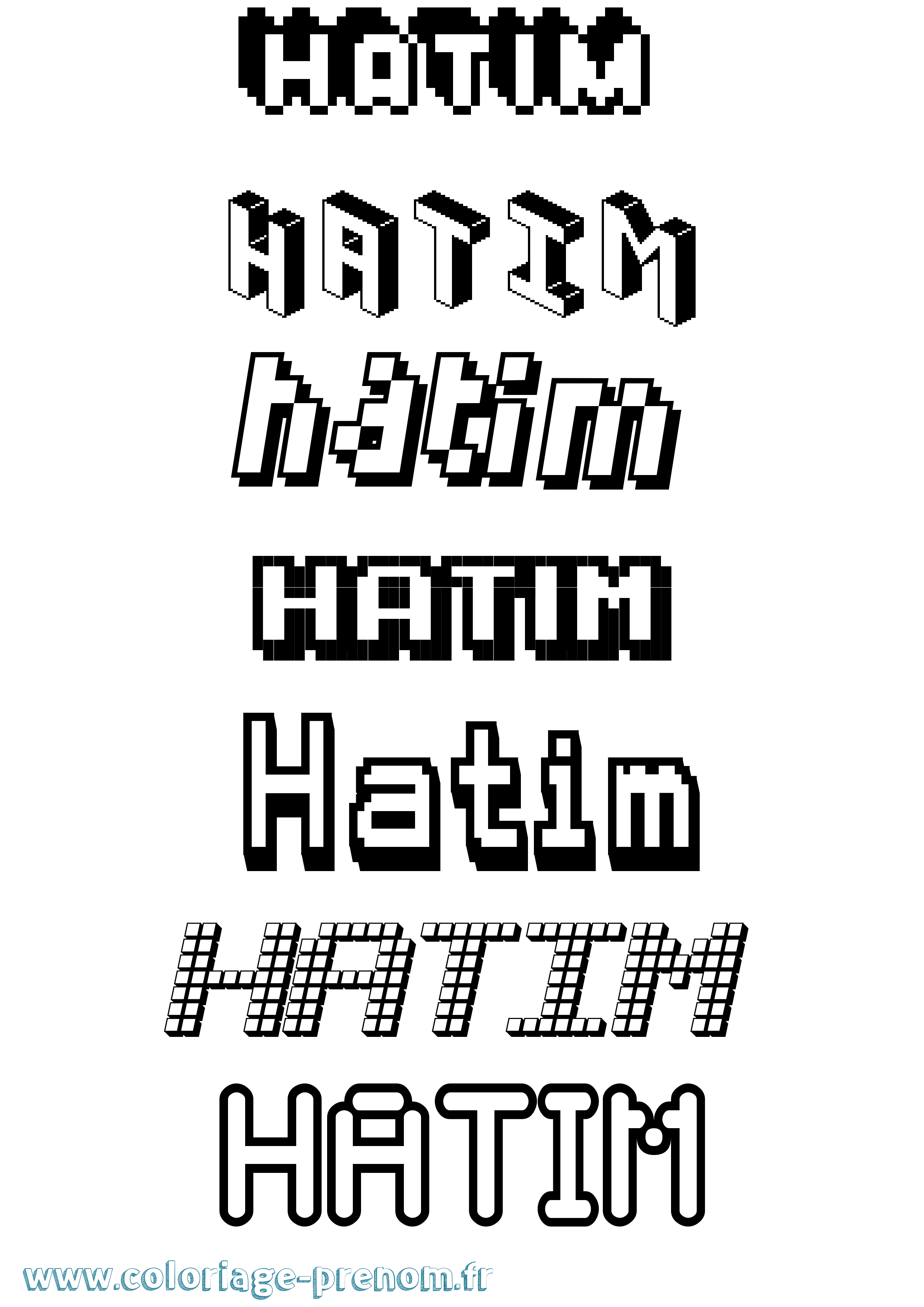 Coloriage prénom Hatim Pixel