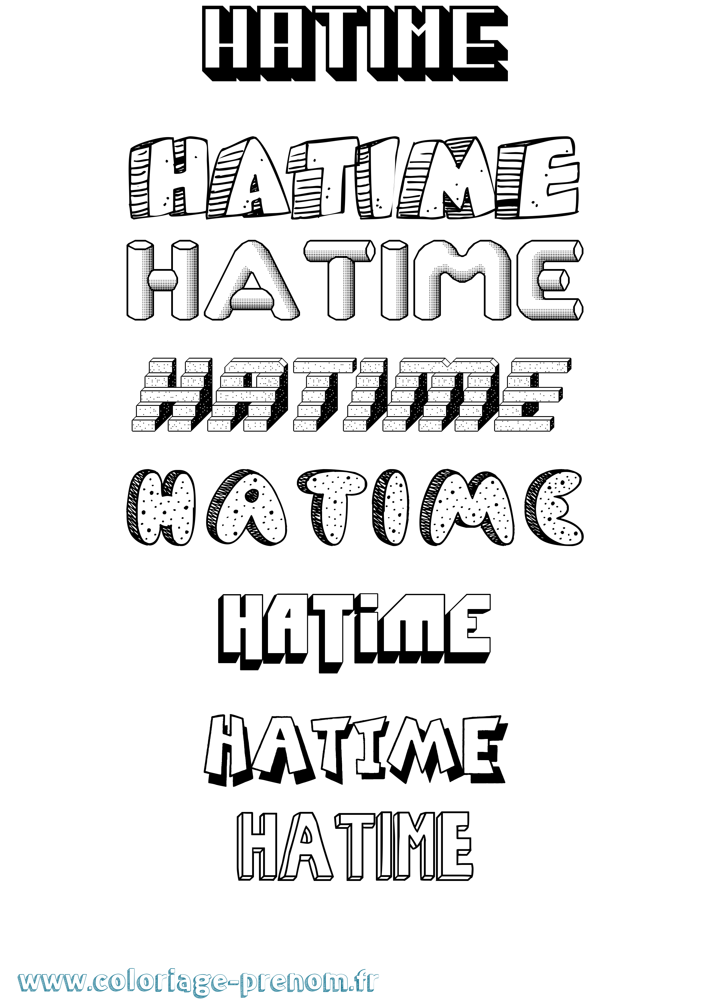 Coloriage Hatime Effet 3D Coloriage prénom Hatime Effet 3D