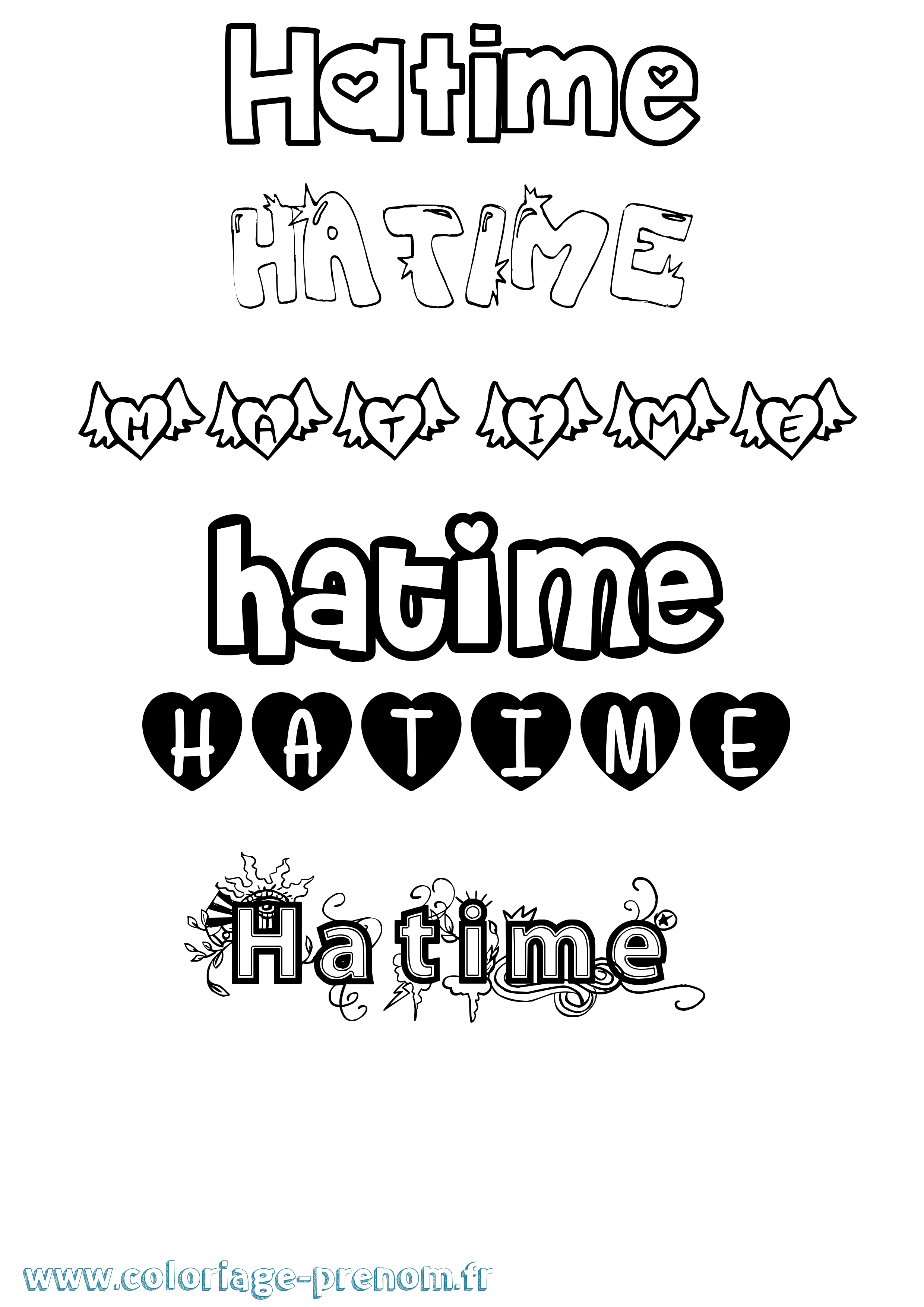Coloriage Hatime Girly Coloriage prénom Hatime Girly