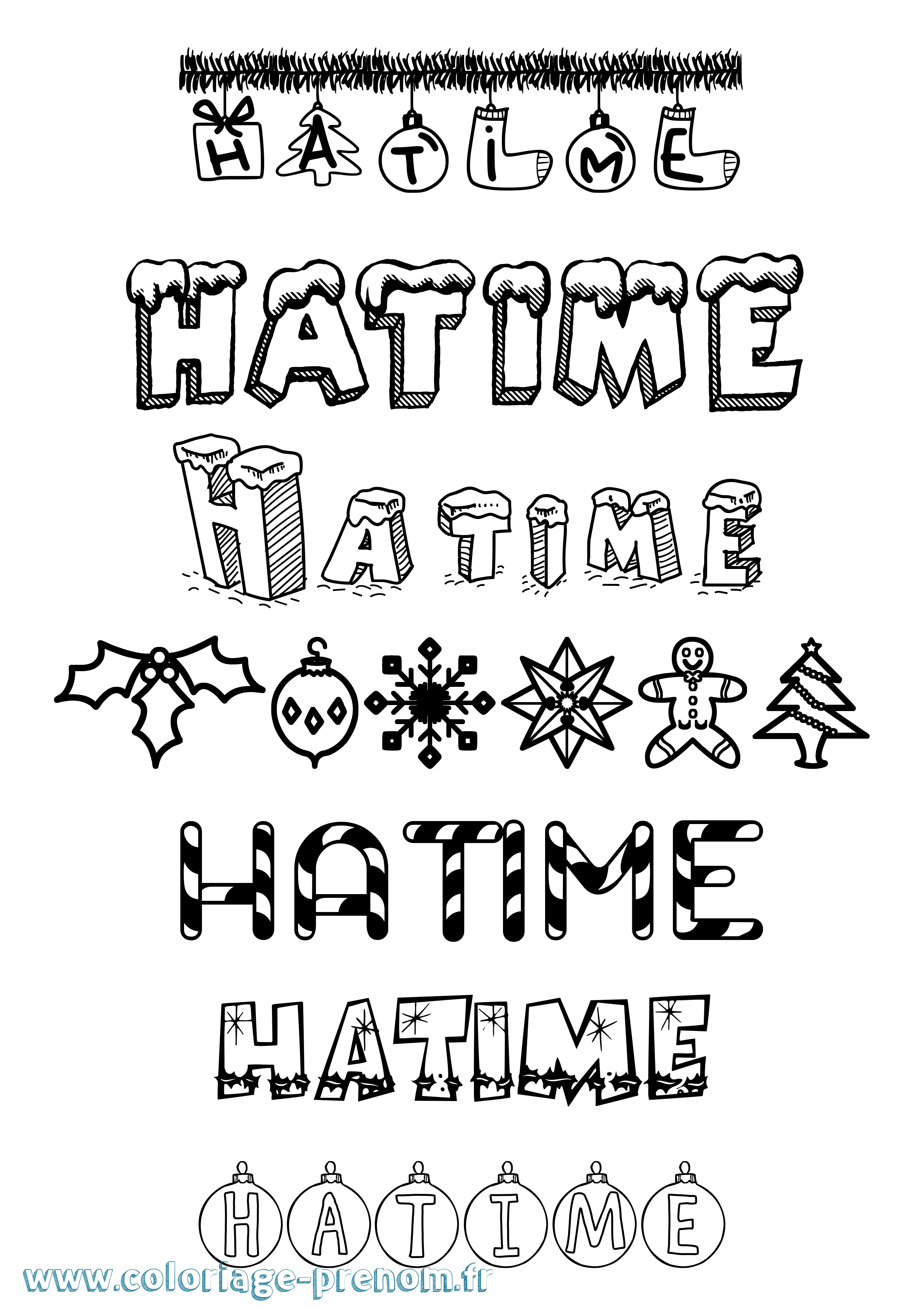 Coloriage Hatime Noël Coloriage prénom Hatime Noël