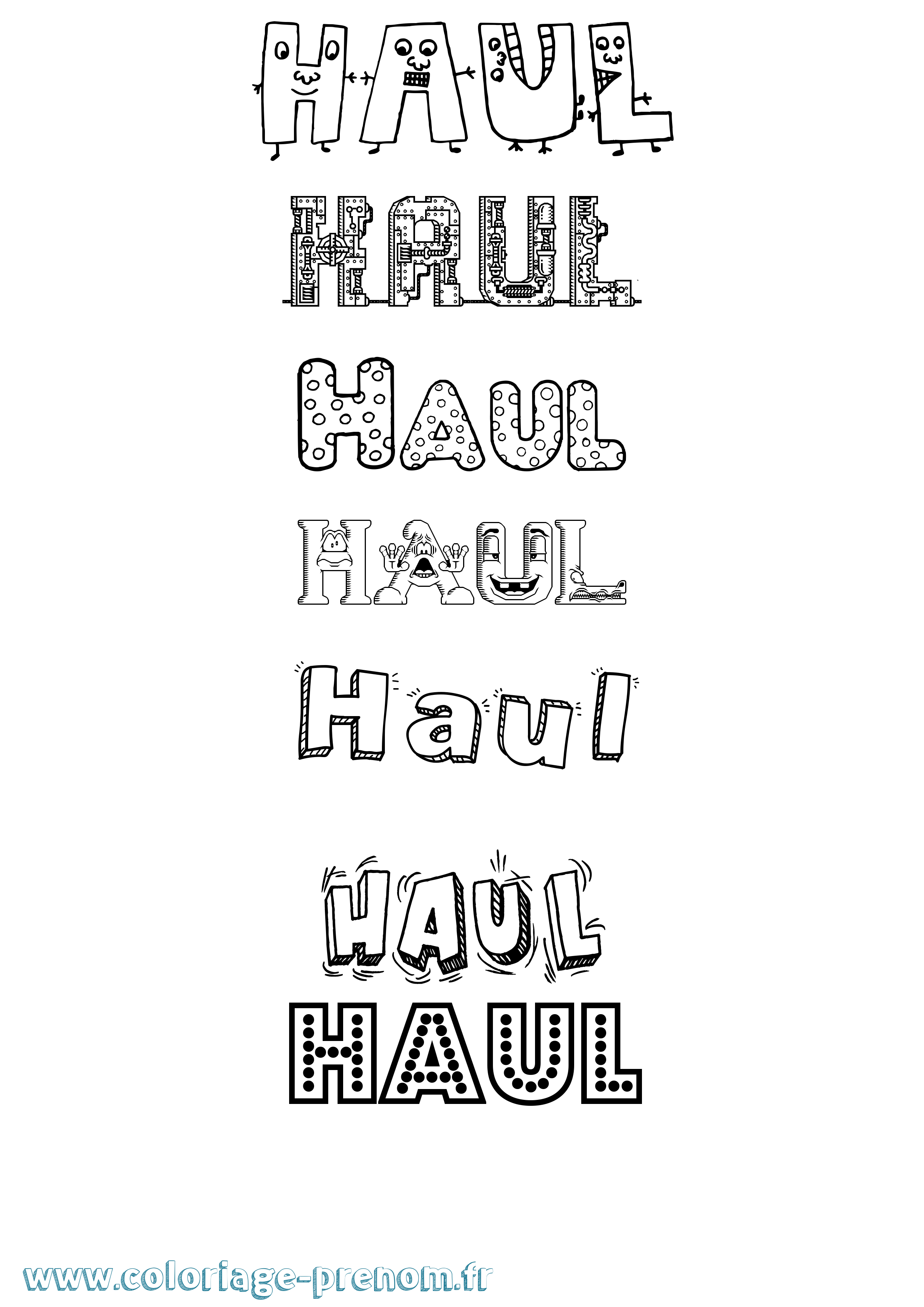 Coloriage prénom Haul Fun
