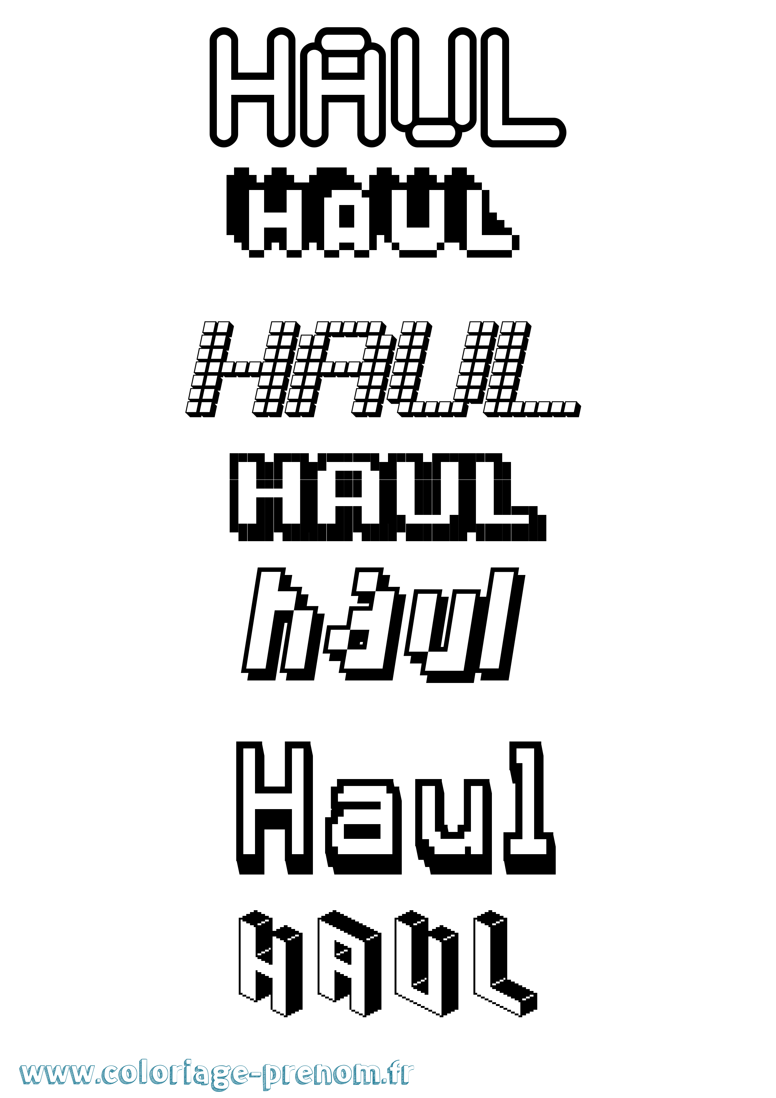 Coloriage prénom Haul Pixel