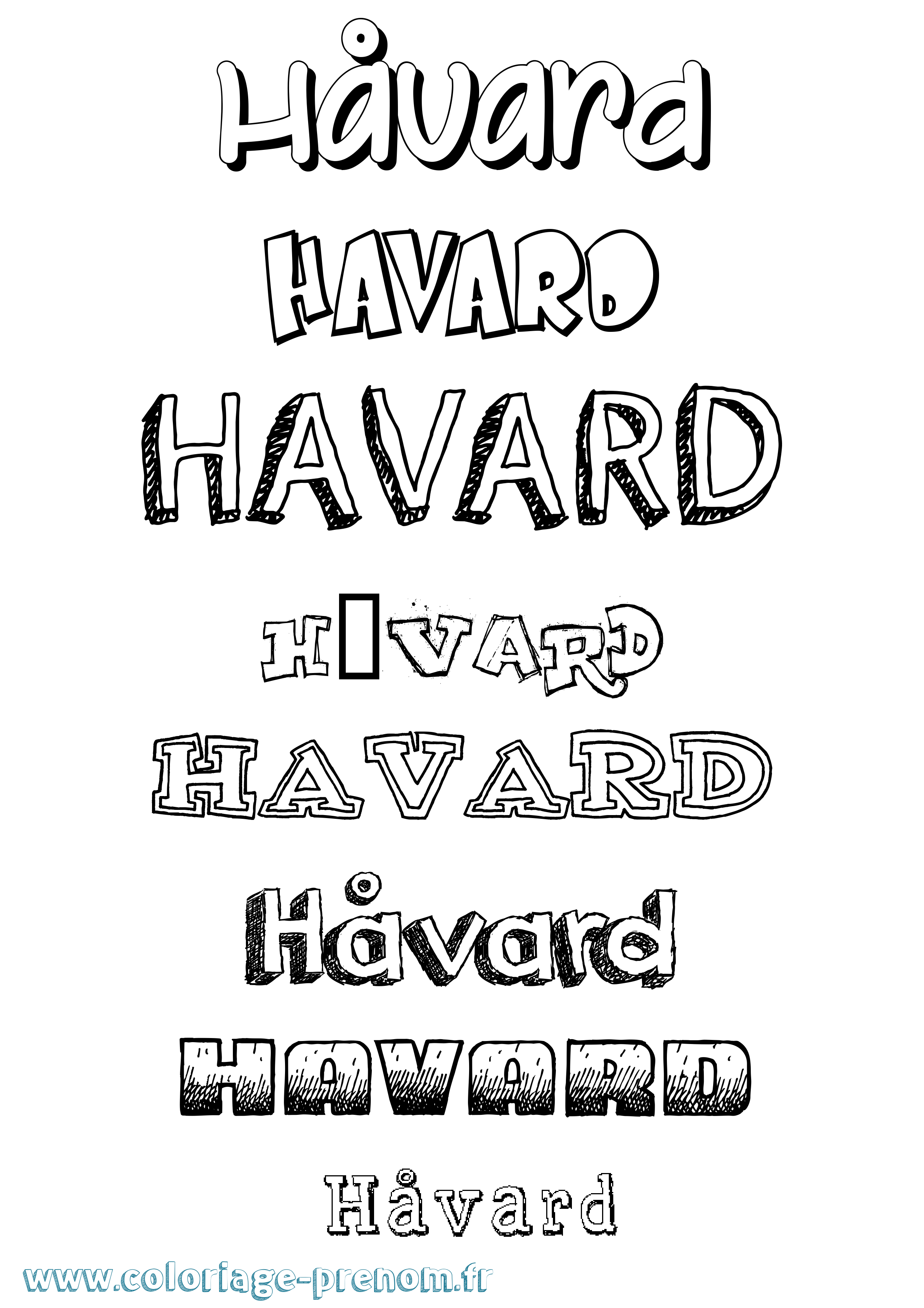 Coloriage prénom Håvard Dessiné