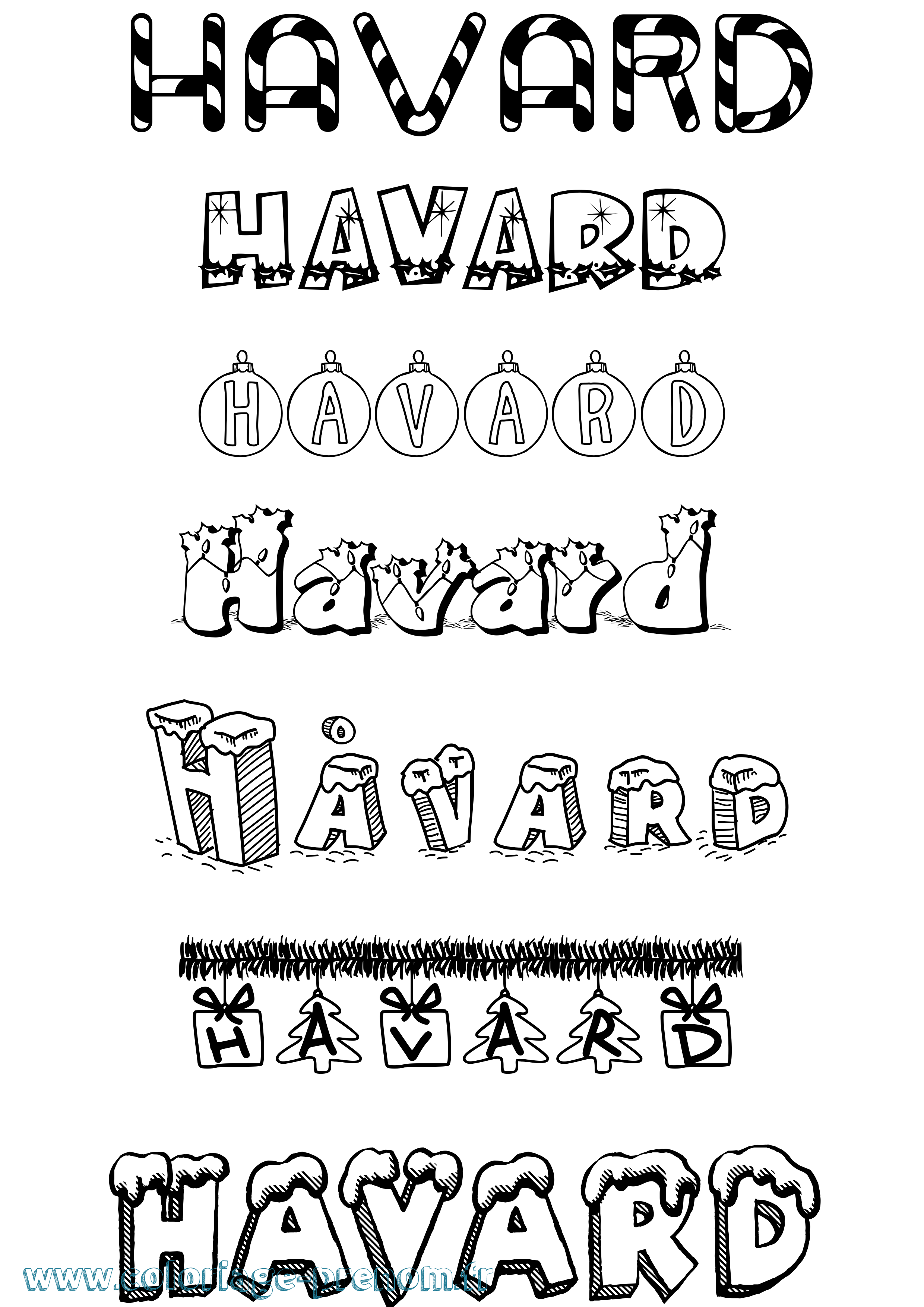 Coloriage prénom Håvard Noël