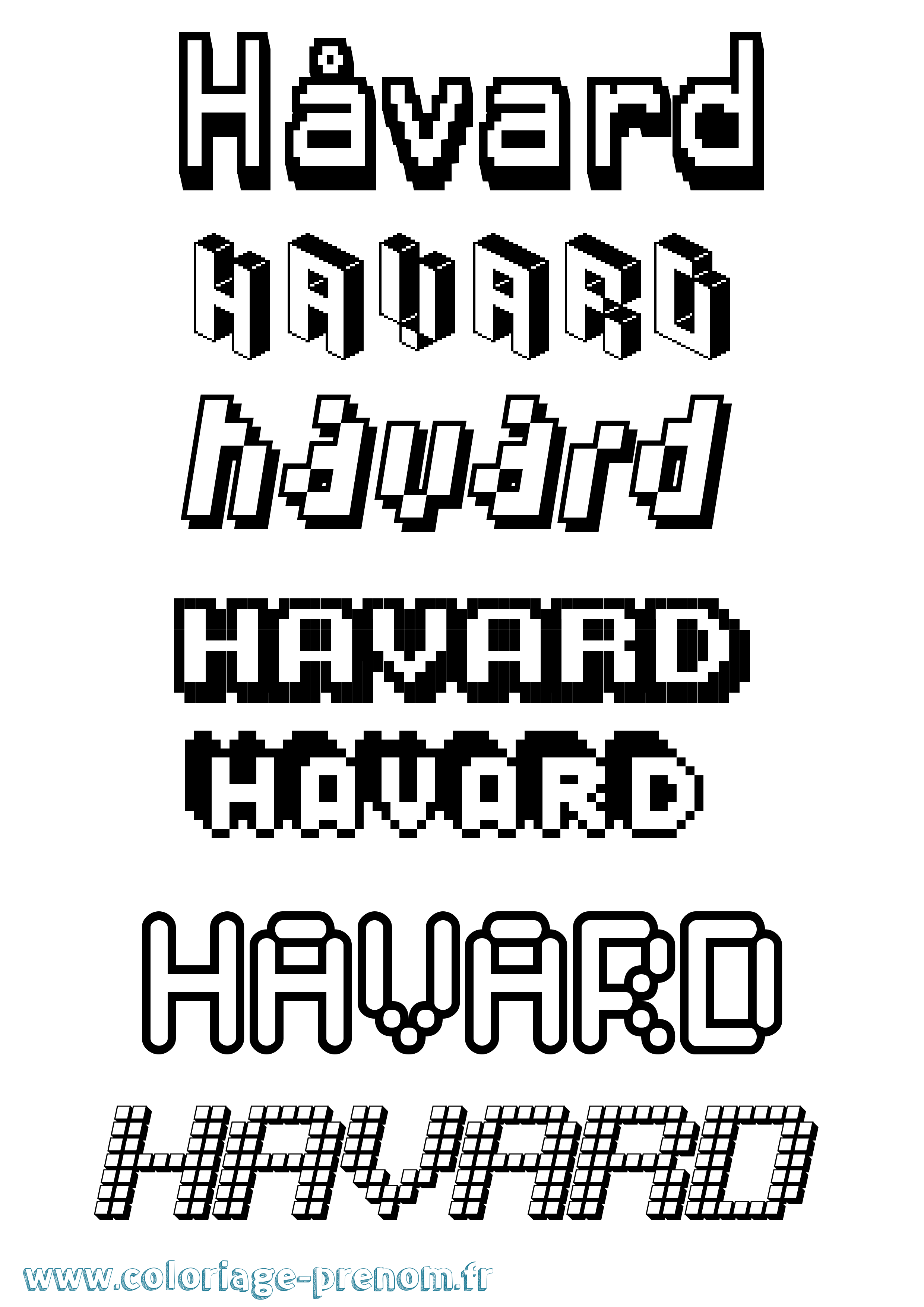 Coloriage prénom Håvard Pixel