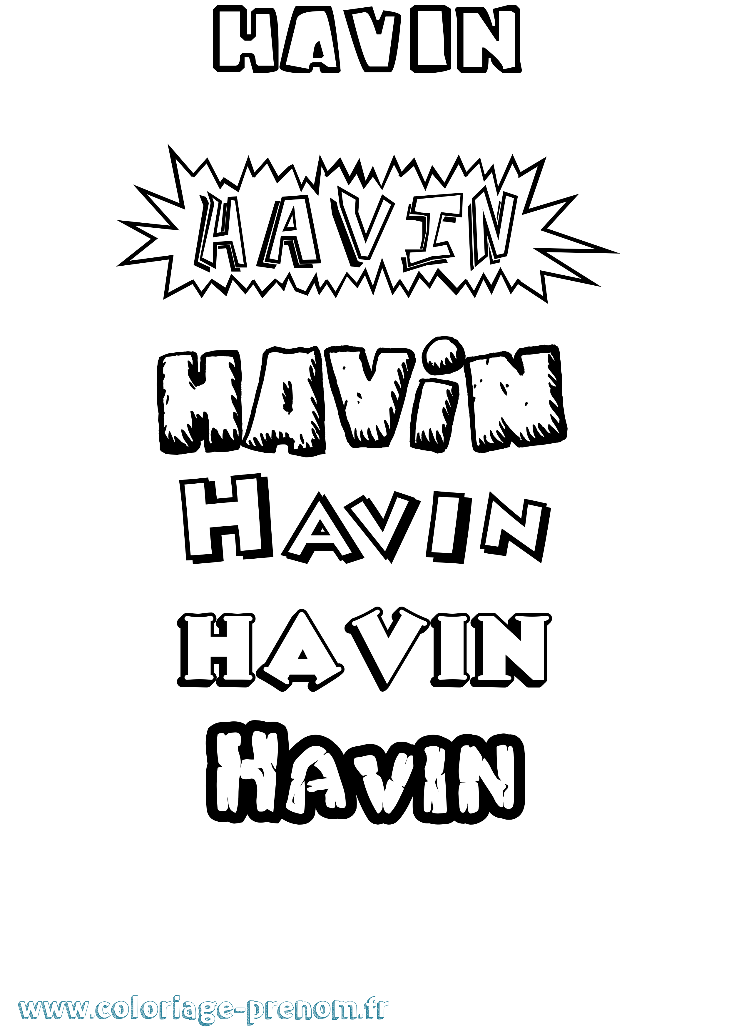 Coloriage prénom Havin Dessin Animé