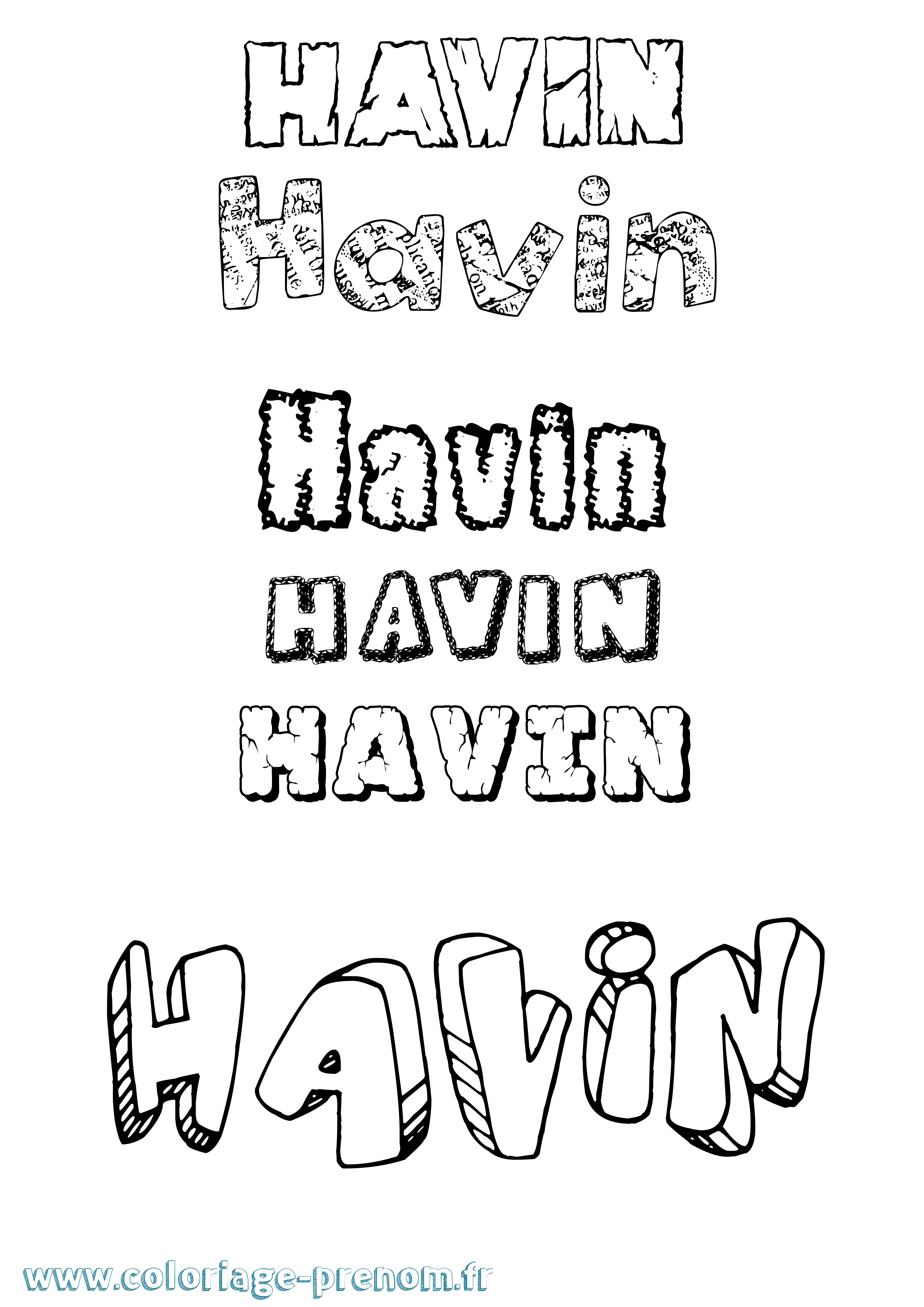 Coloriage prénom Havin Destructuré