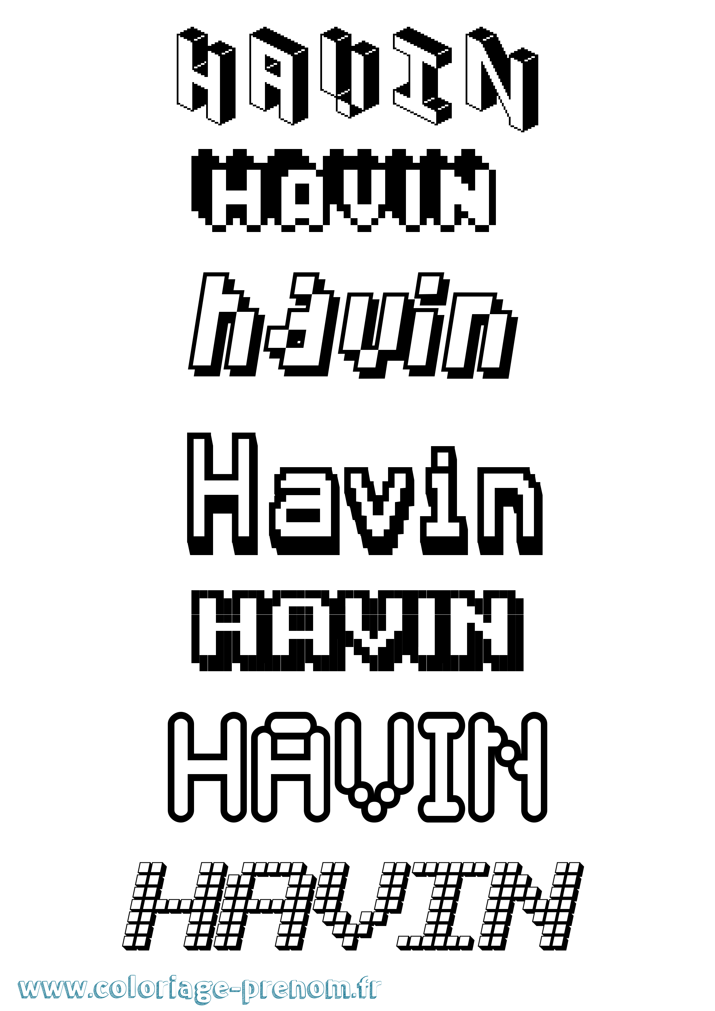 Coloriage prénom Havin Pixel