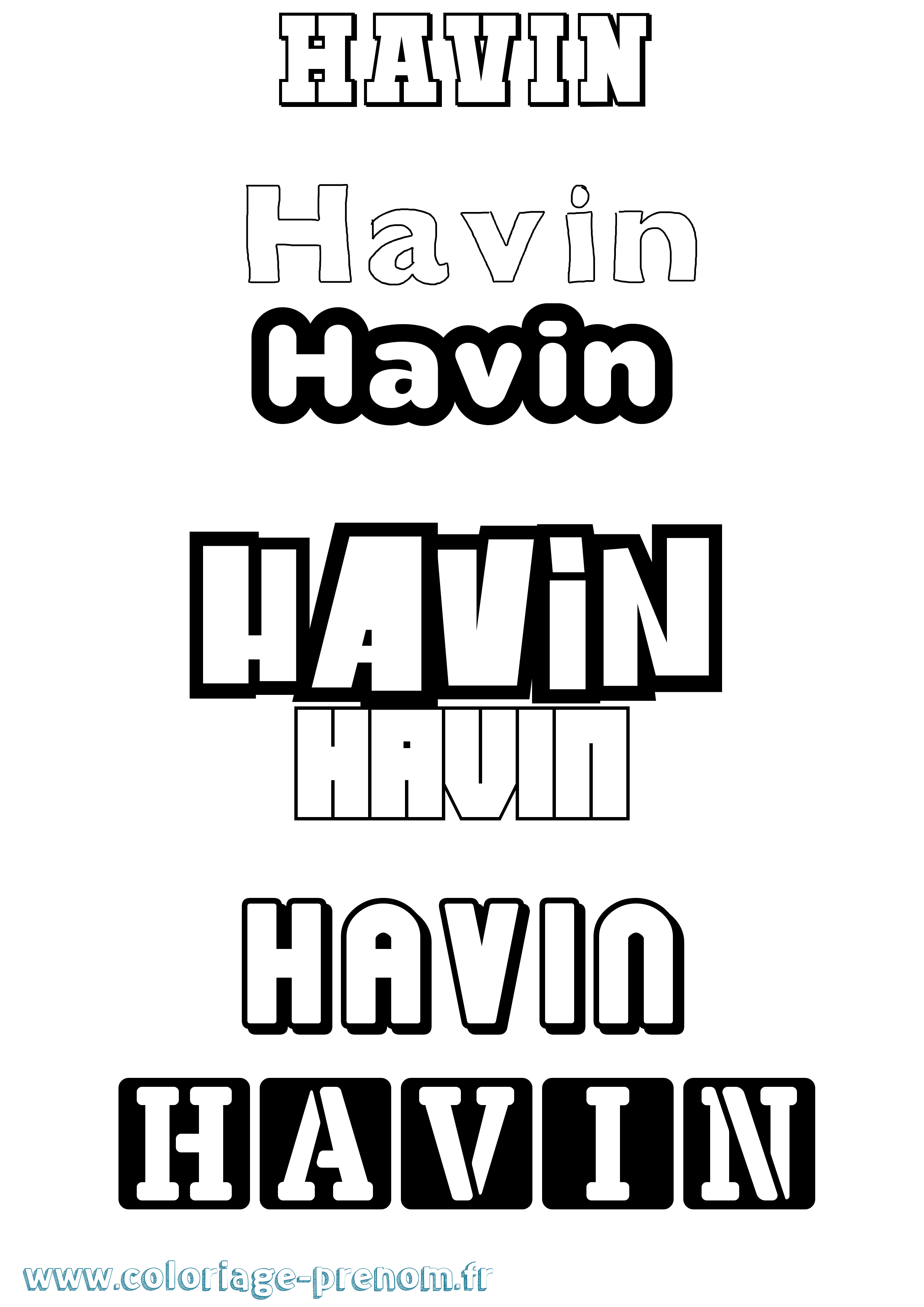 Coloriage prénom Havin Simple