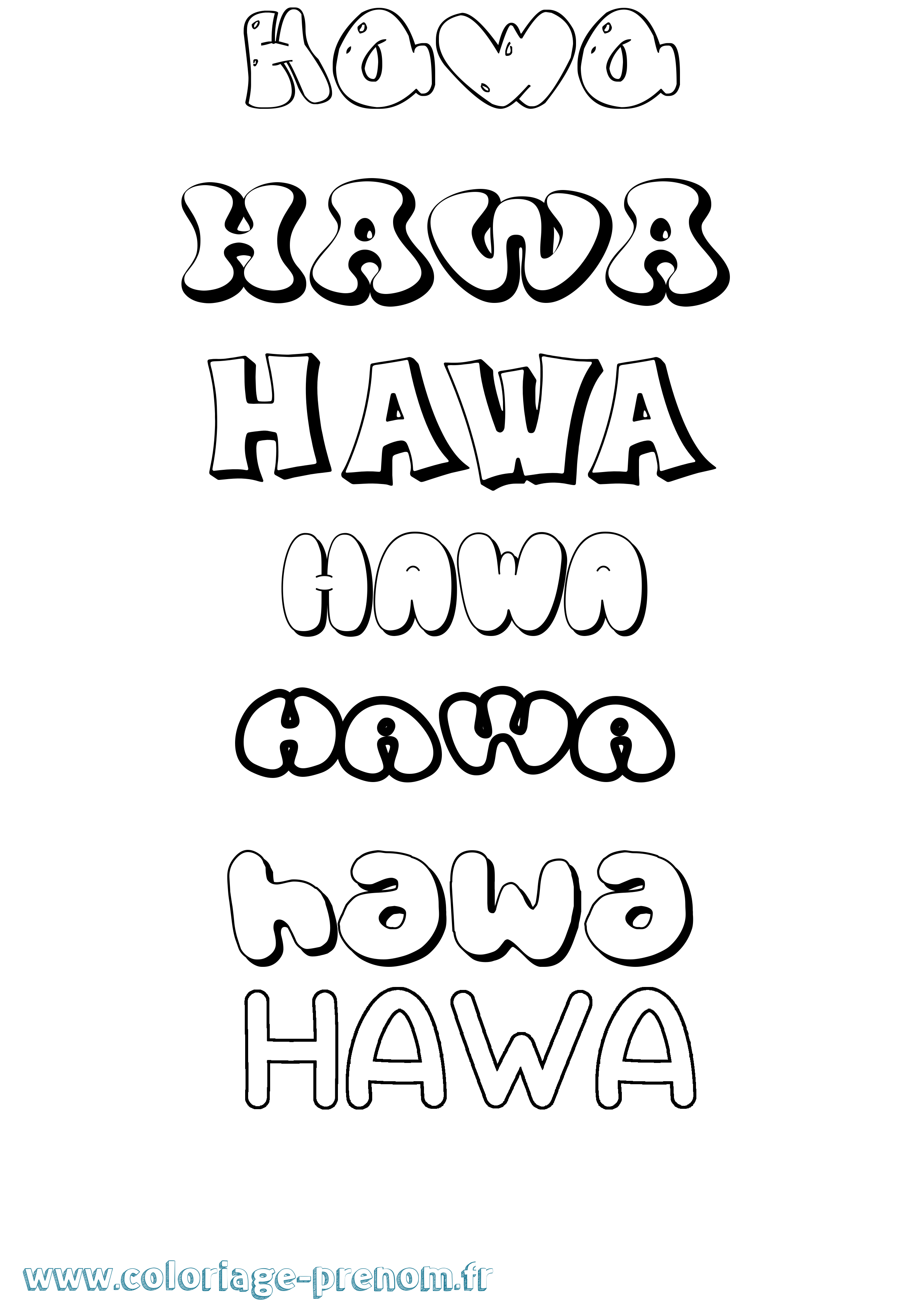 Coloriage Hawa Coloriage prénom Hawa