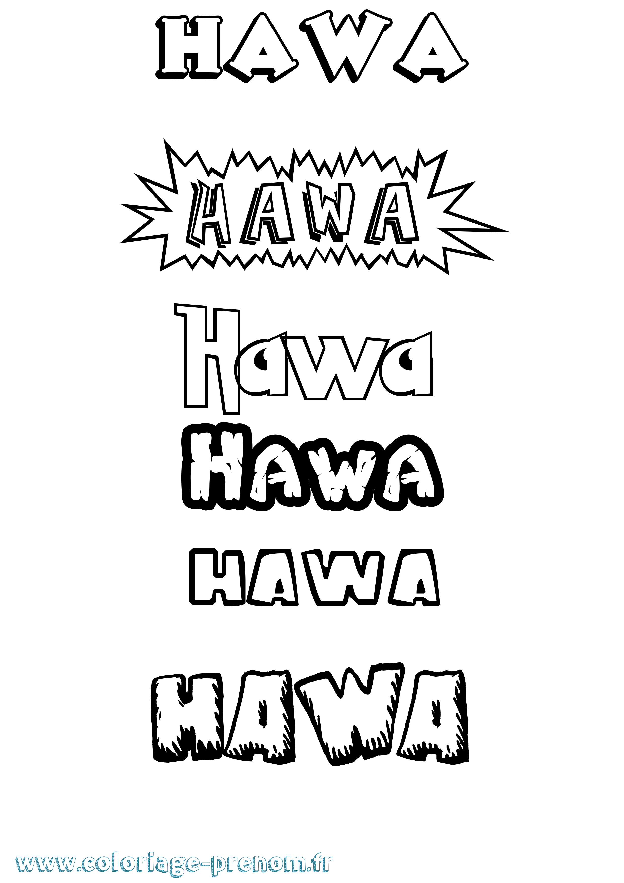 Coloriage Hawa Coloriage prénom Hawa