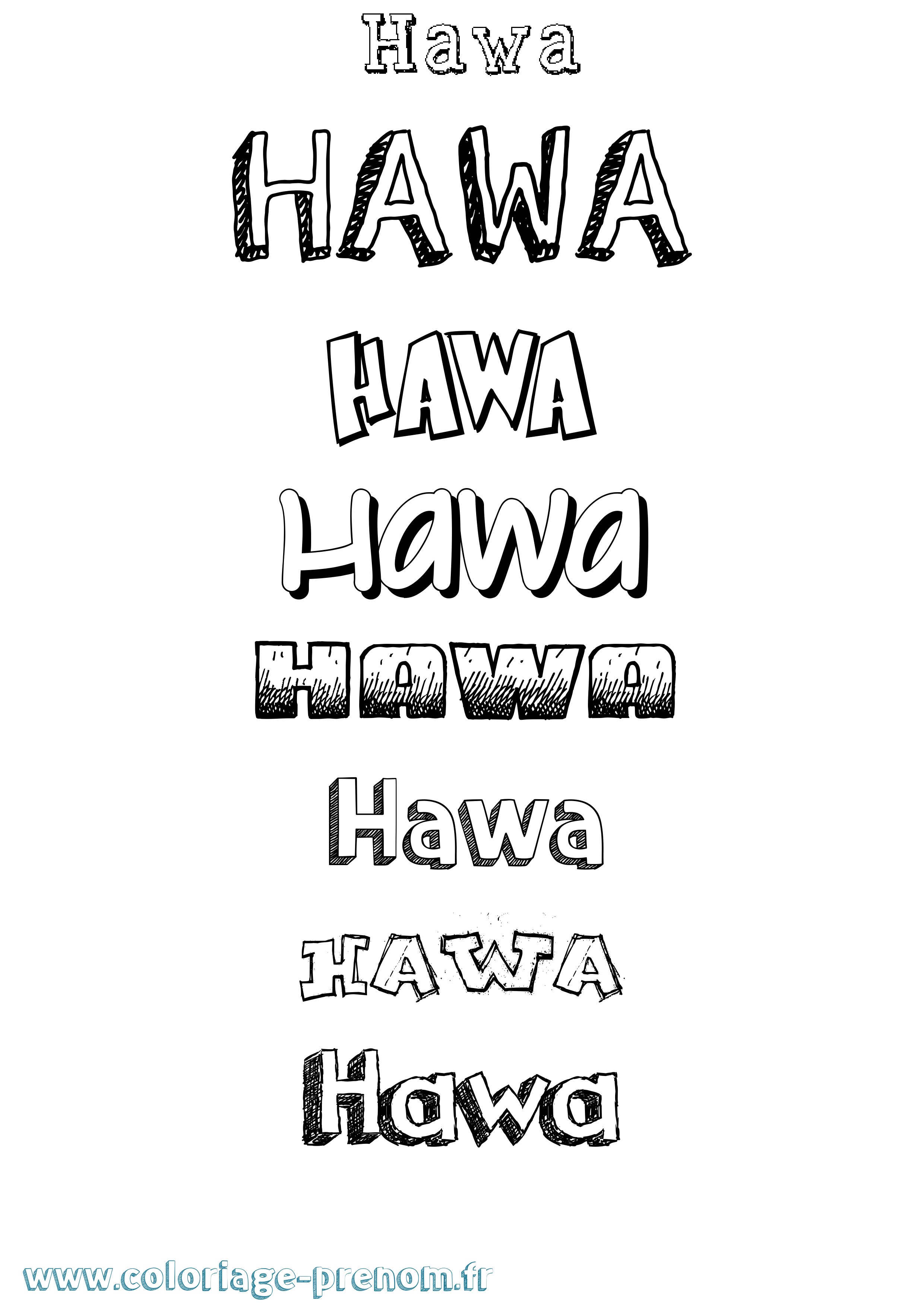 Coloriage Hawa Coloriage prénom Hawa
