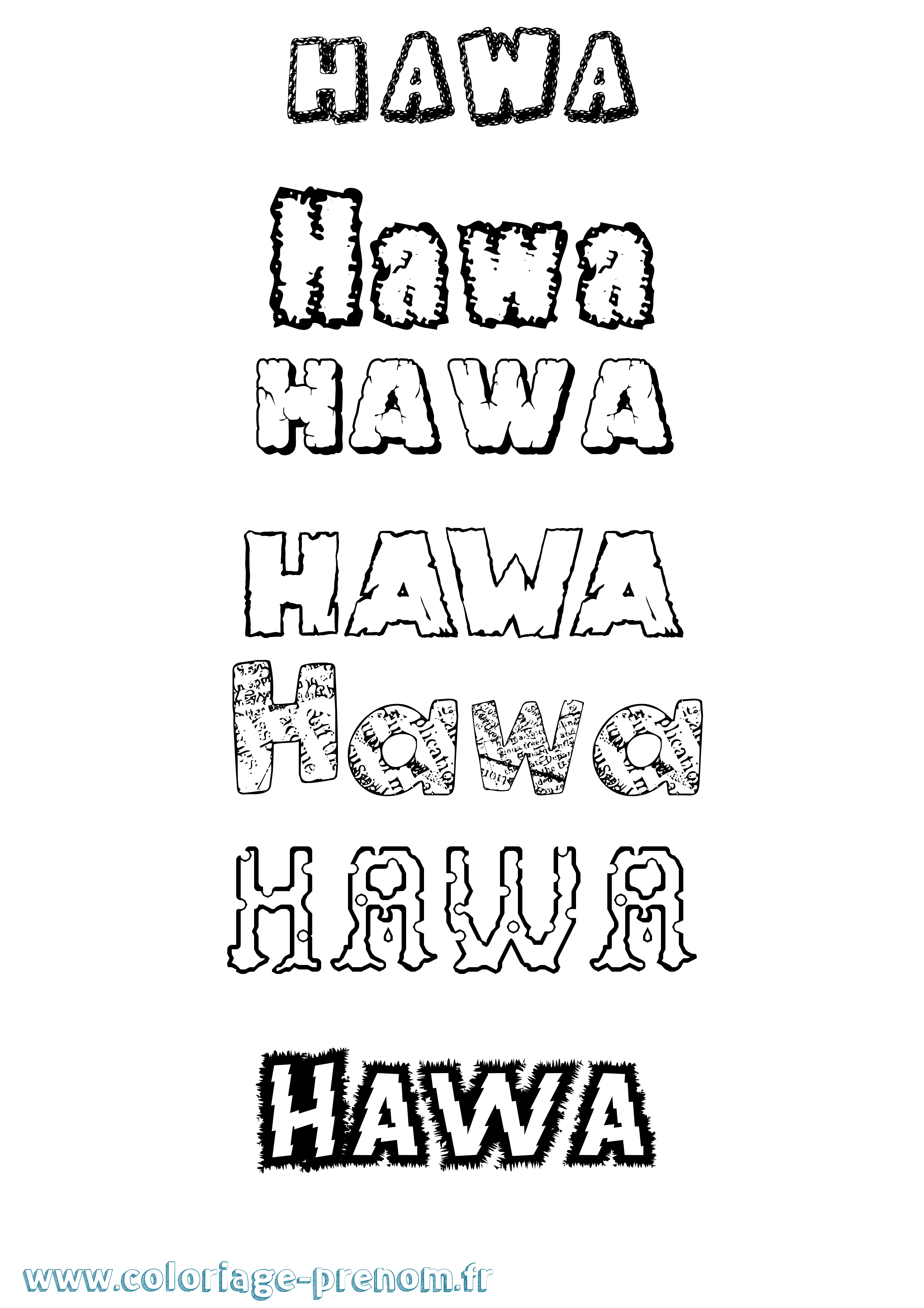 Coloriage Hawa Coloriage prénom Hawa