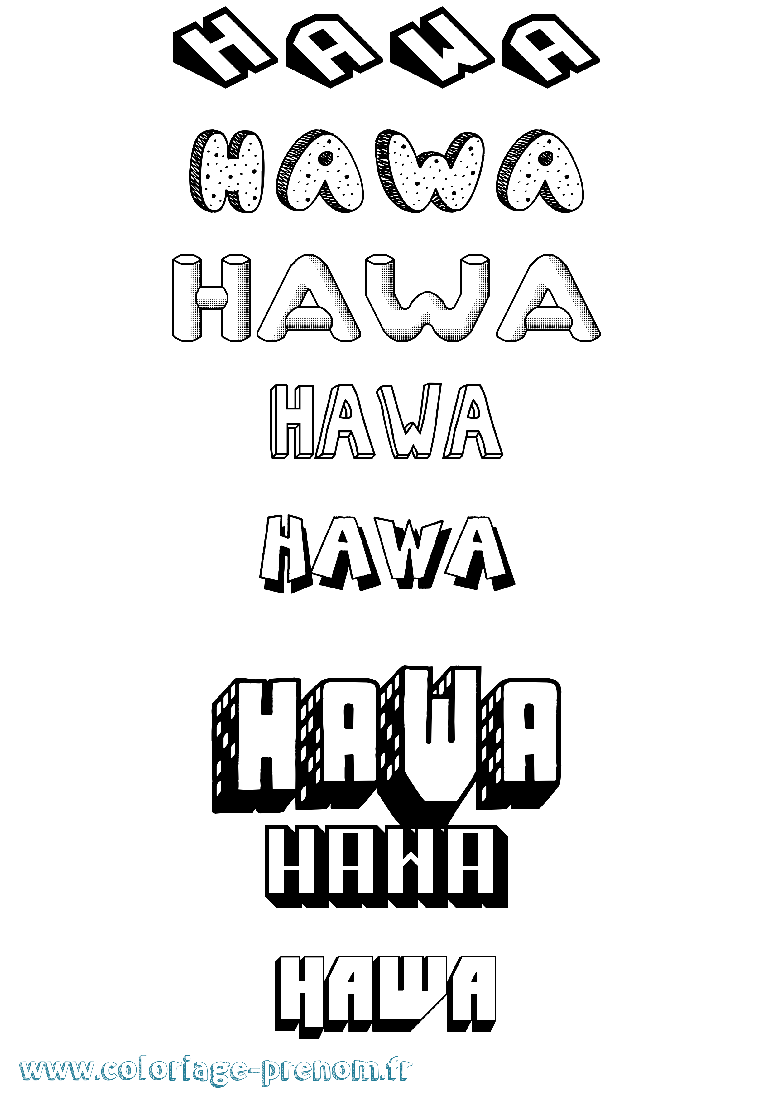 Coloriage Hawa Coloriage prénom Hawa