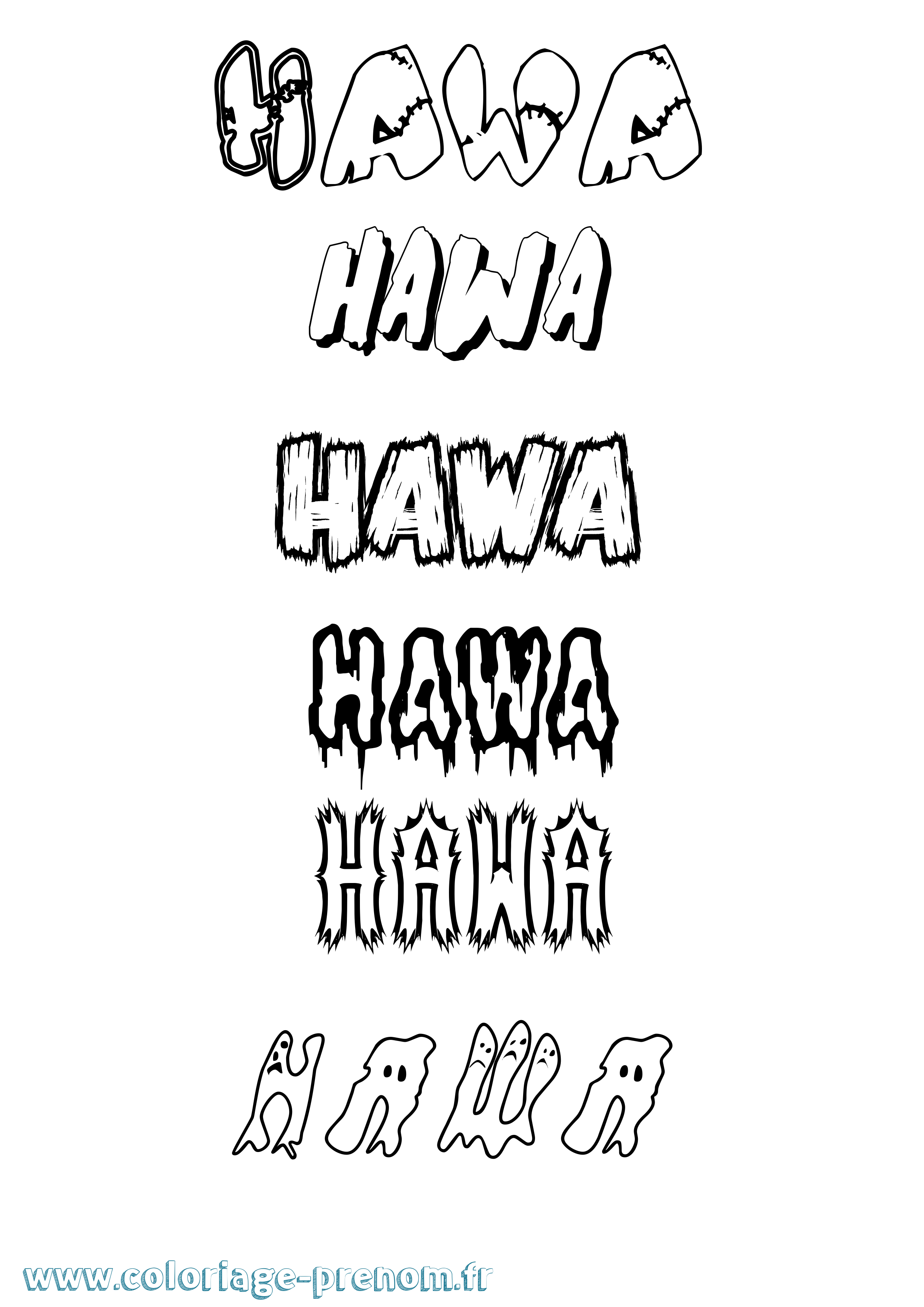 Coloriage Hawa Coloriage prénom Hawa