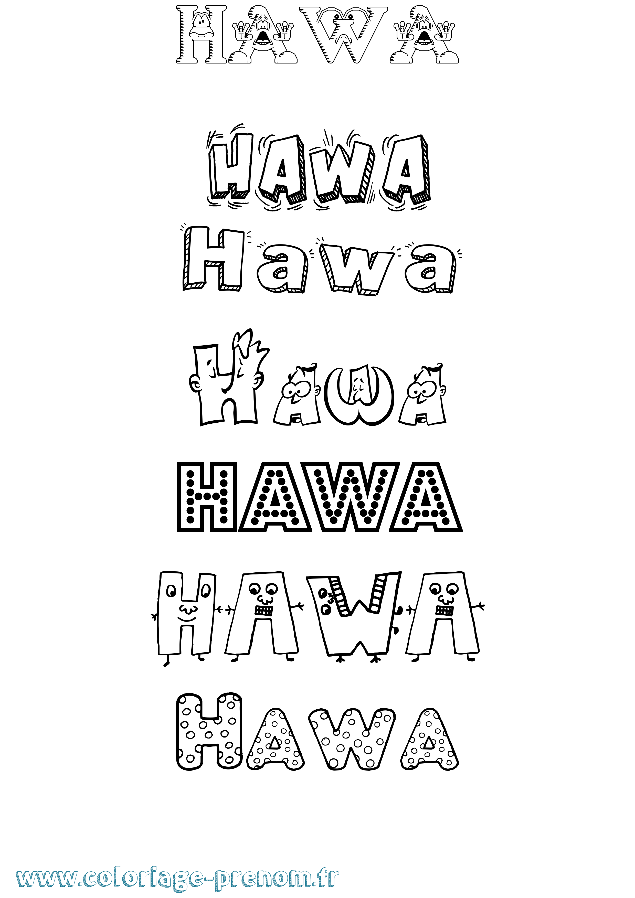 Coloriage prénom Hawa