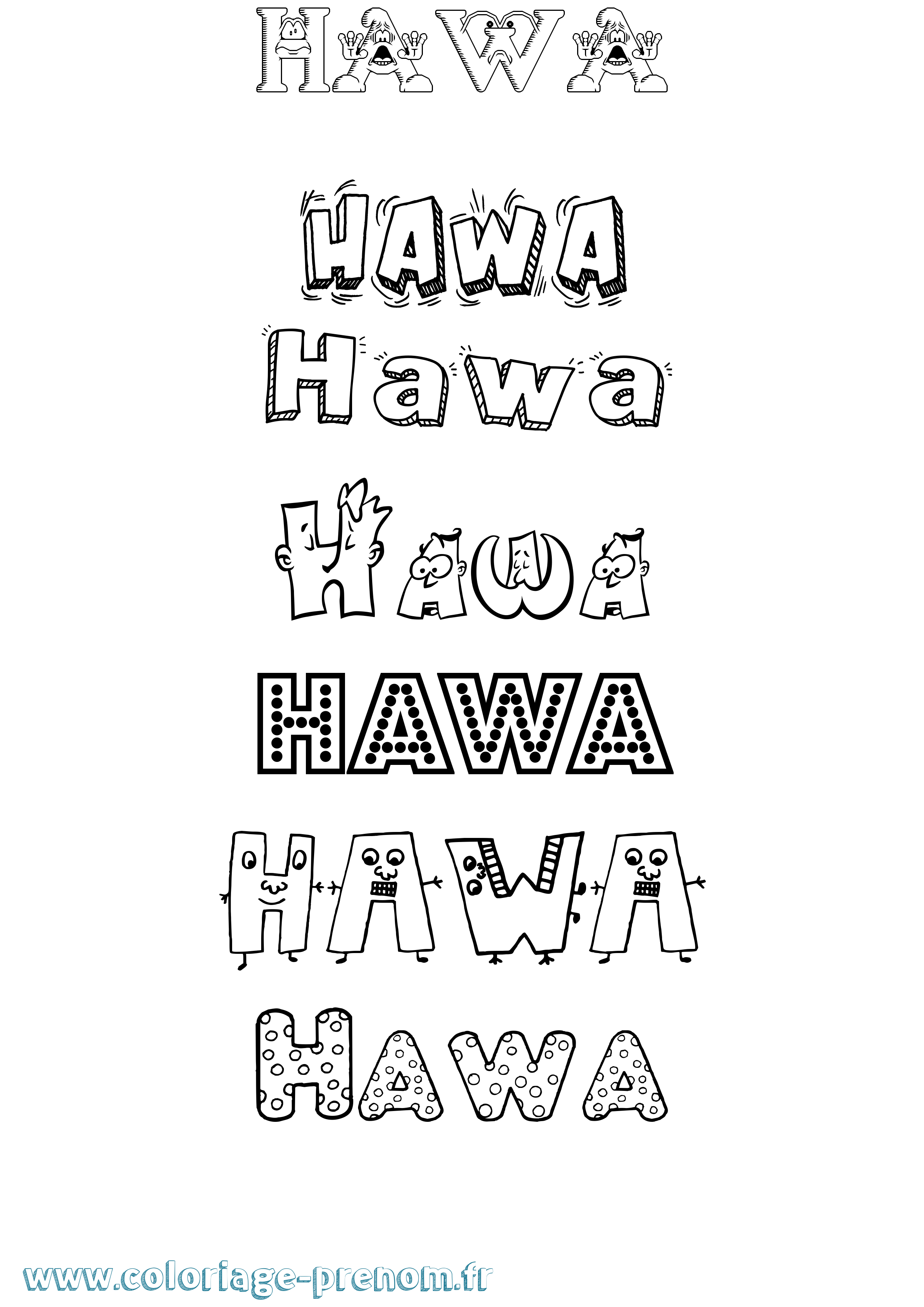 Coloriage Hawa Coloriage prénom Hawa